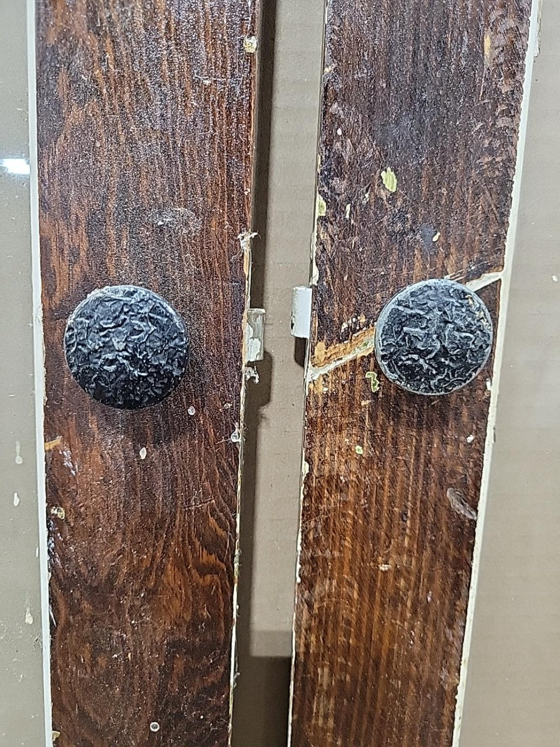 Vintage Wood & Glass Cabinet Doors – Pair with Hinges