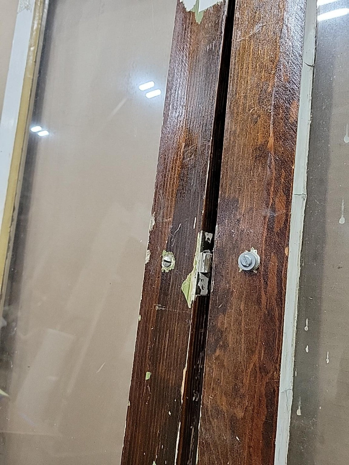 Vintage Wood & Glass Cabinet Doors – Pair with Hinges