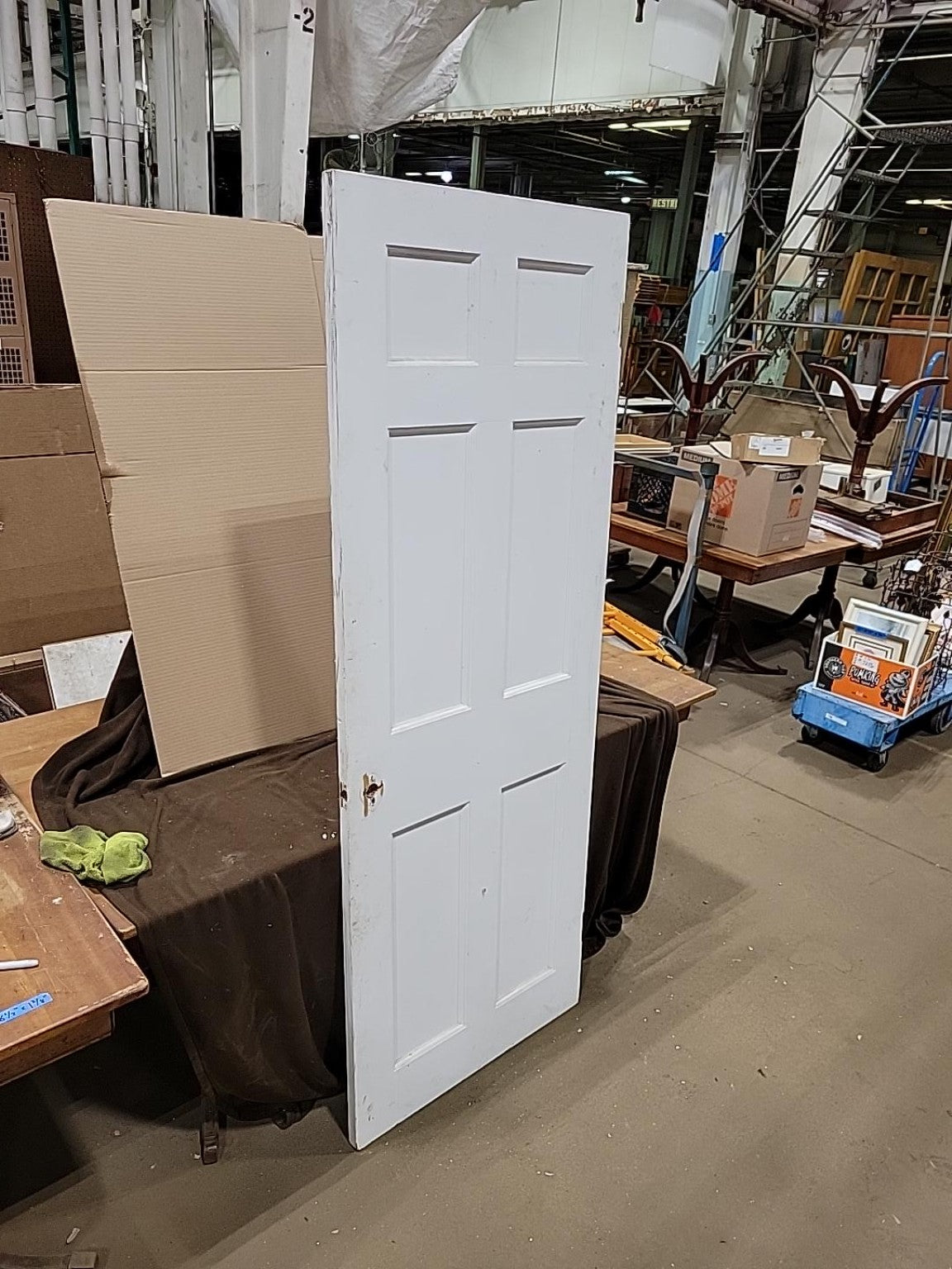 Vintage White Painted 6-Panel Wood Interior Door