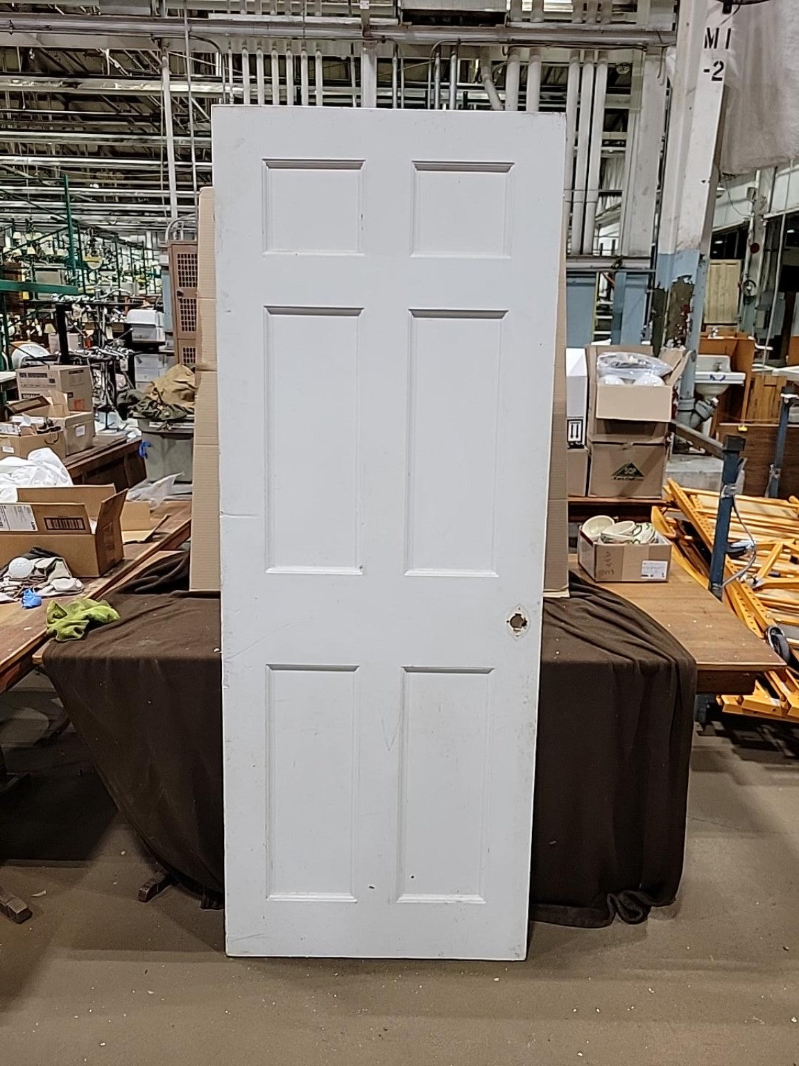 Vintage White Painted 6-Panel Wood Interior Door