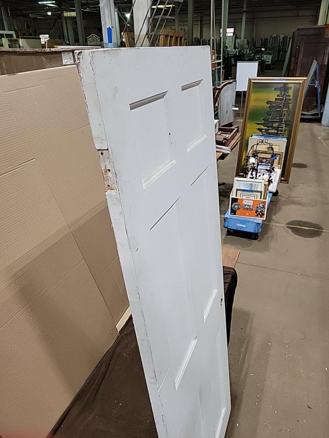 Vintage White Painted 6-Panel Wood Interior Door