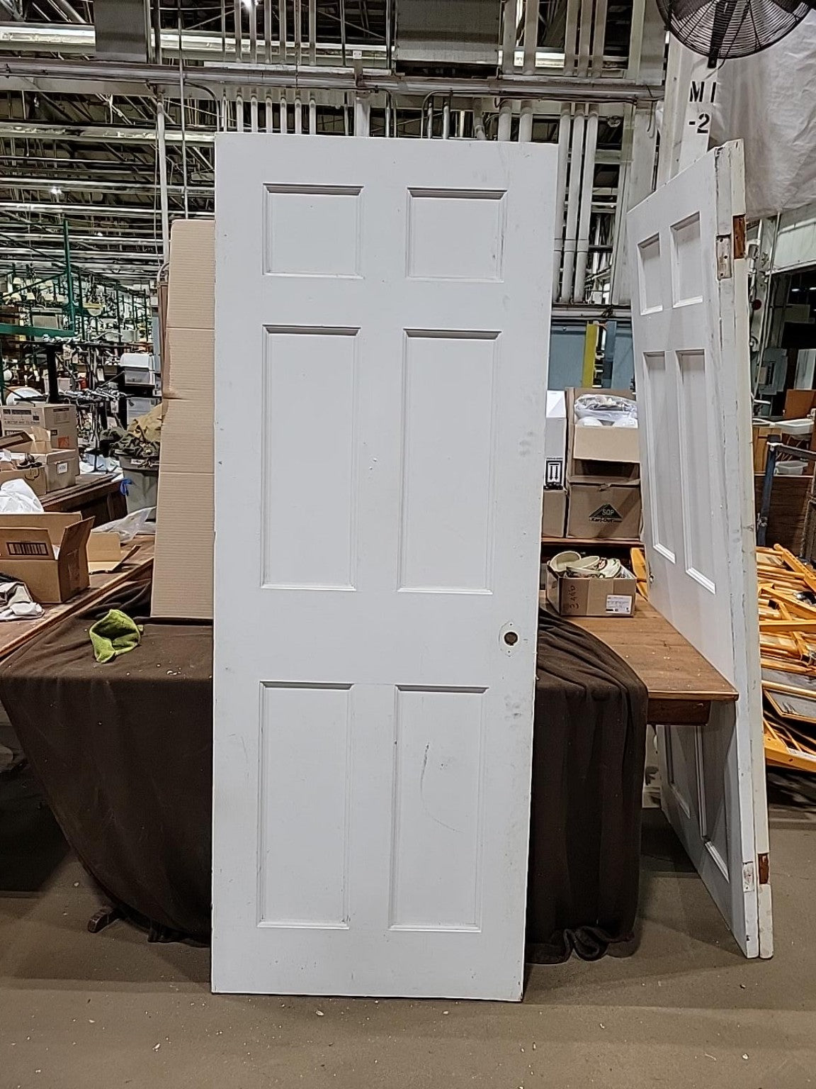 Vintage White Painted Six-Panel Wood Interior Door