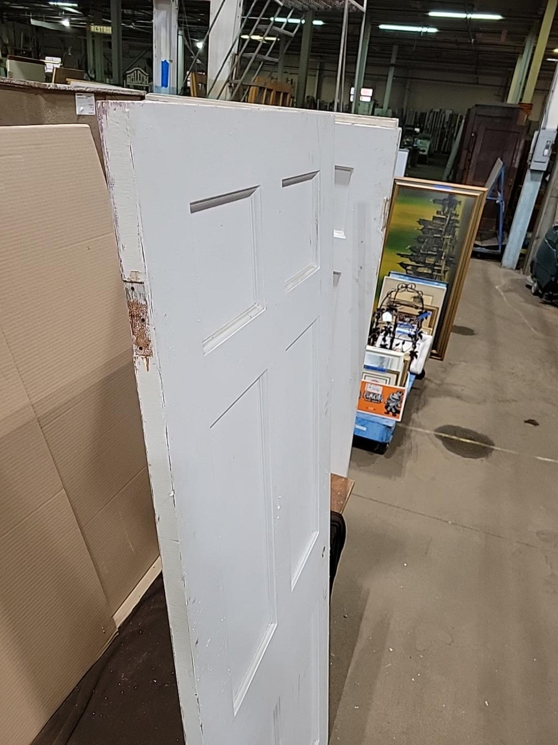 Vintage White Painted Six-Panel Wood Interior Door