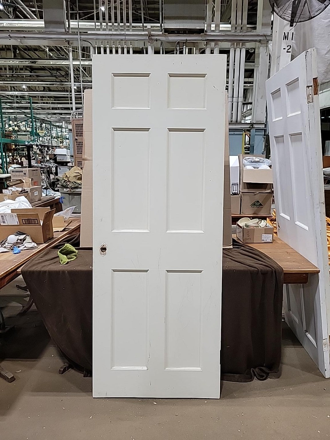 Vintage White Painted Six-Panel Wood Interior Door