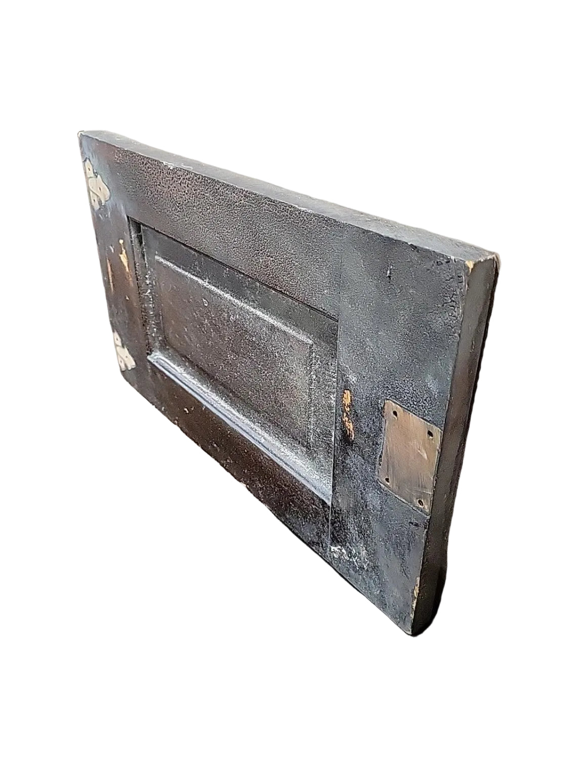 Vintage Dark Gray Single-Panel Wood Cabinet Door