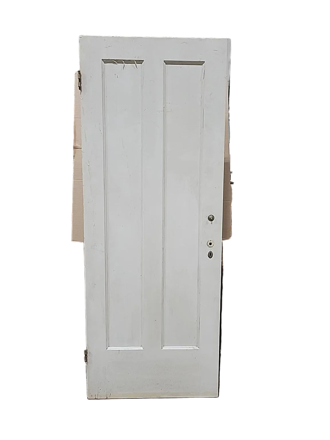 Vintage White Two-Panel Solid Wood Interior Door