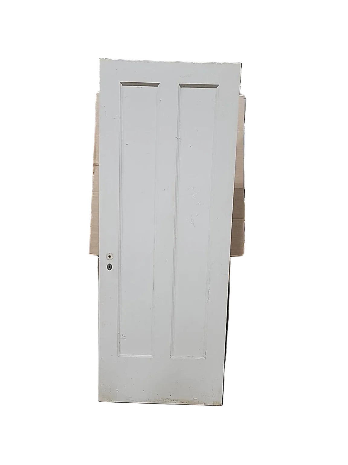 Vintage White Two-Panel Solid Wood Interior Door