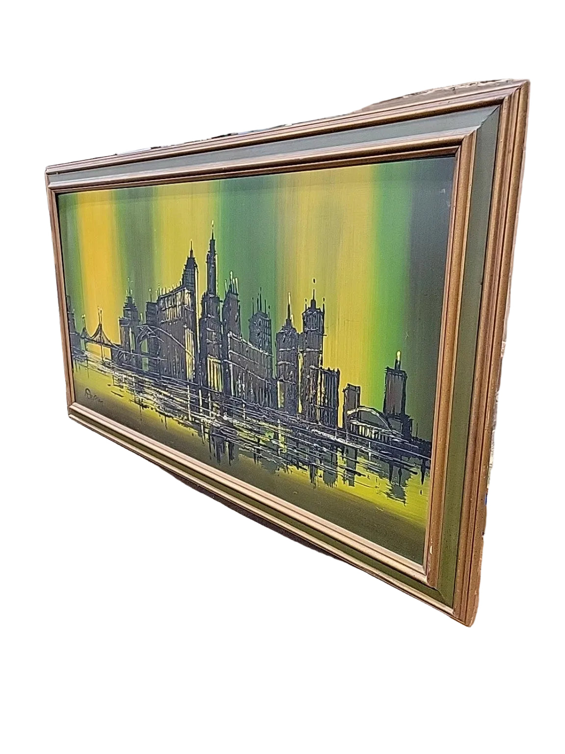 Vintage Signed Australian Cityscape Oil Painting