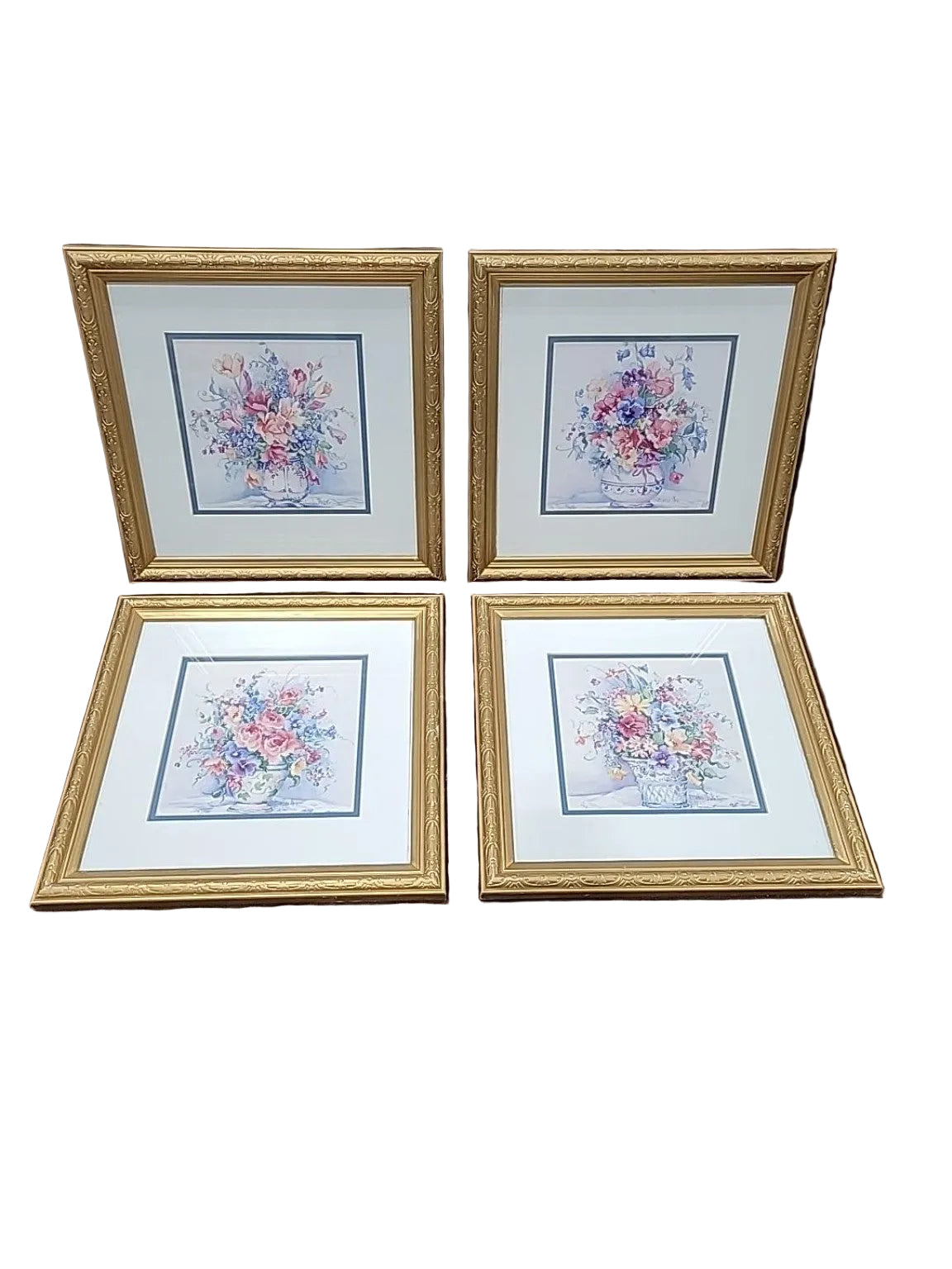 Set of 4 Barbara Mock Framed Floral Prints