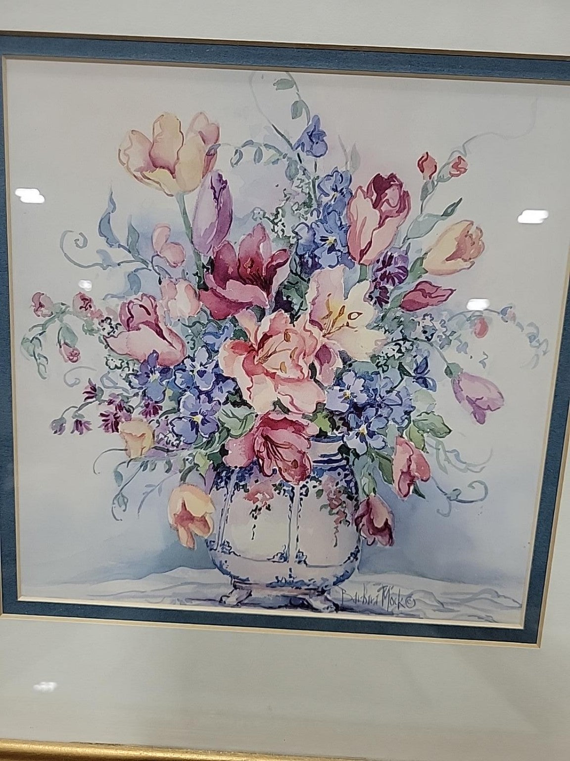 Set of 4 Barbara Mock Framed Floral Prints
