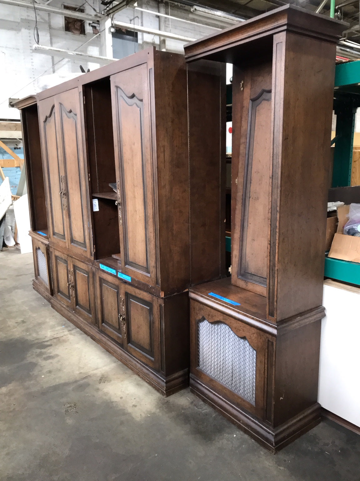 Vintage 1970s Wall Unit – 4-Piece Entertainment Center with Storage