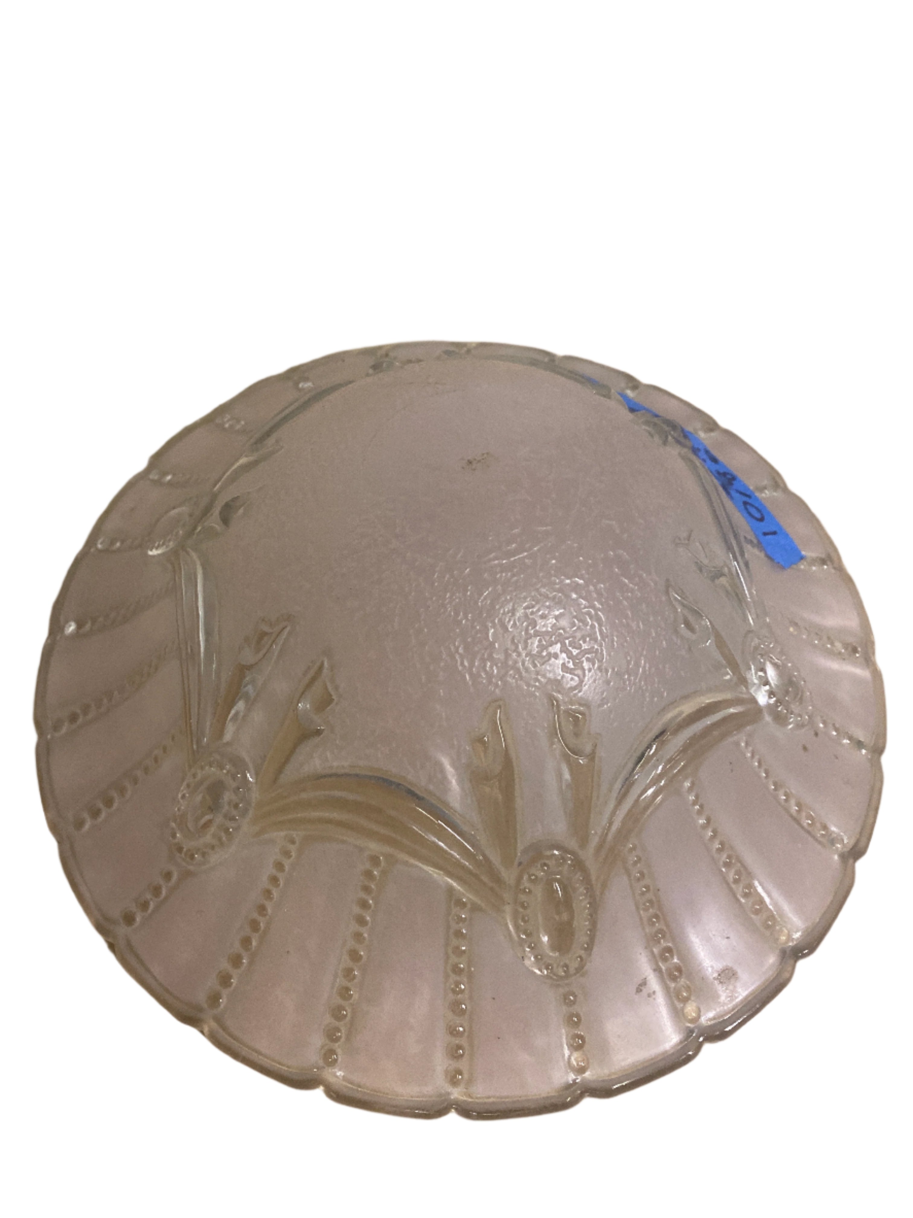 Vintage Pink Frosted Glass Ceiling Light Shade with Embossed Design