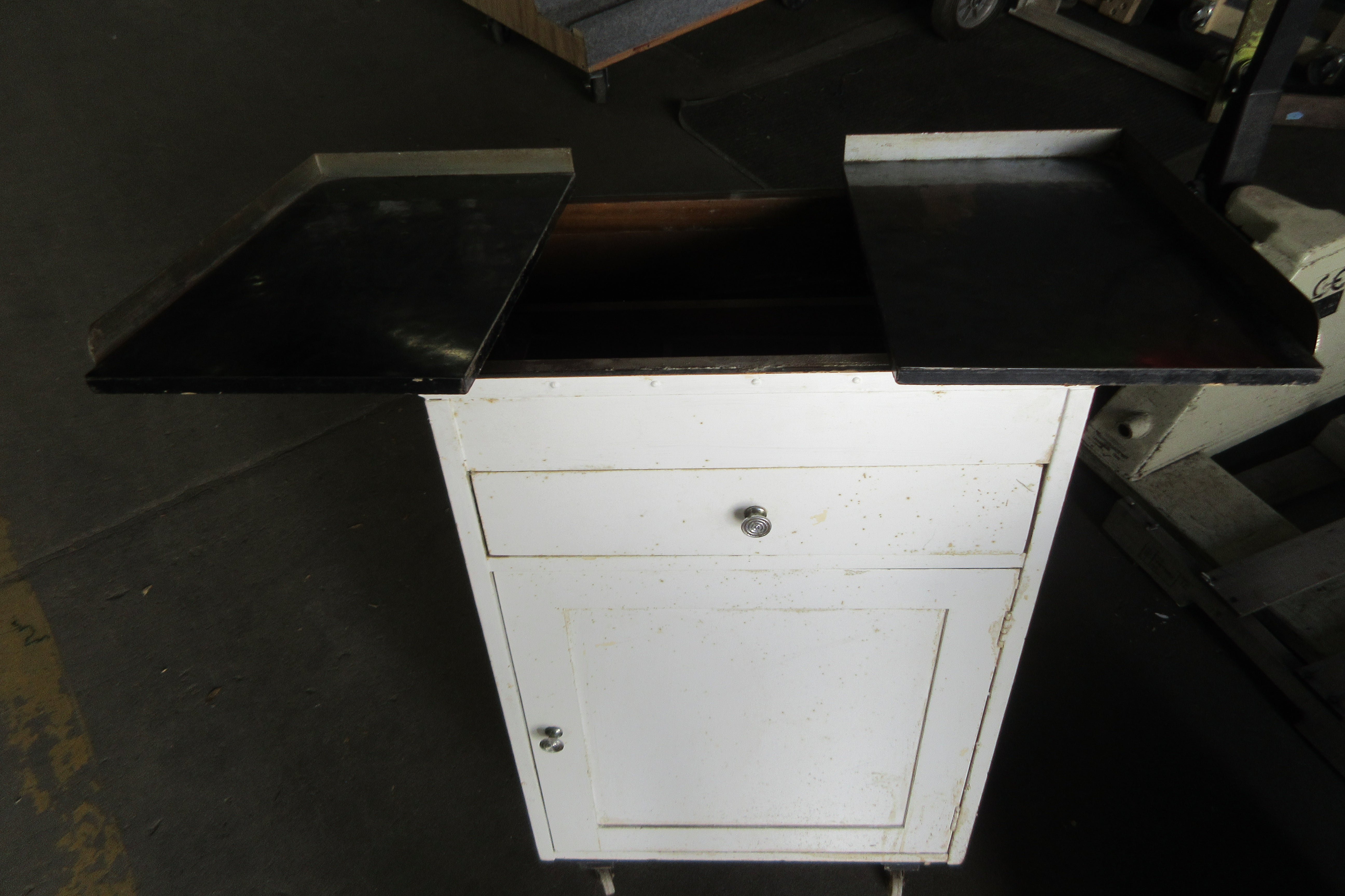 Vintage Cabinet on Wheels with Split Composite Top