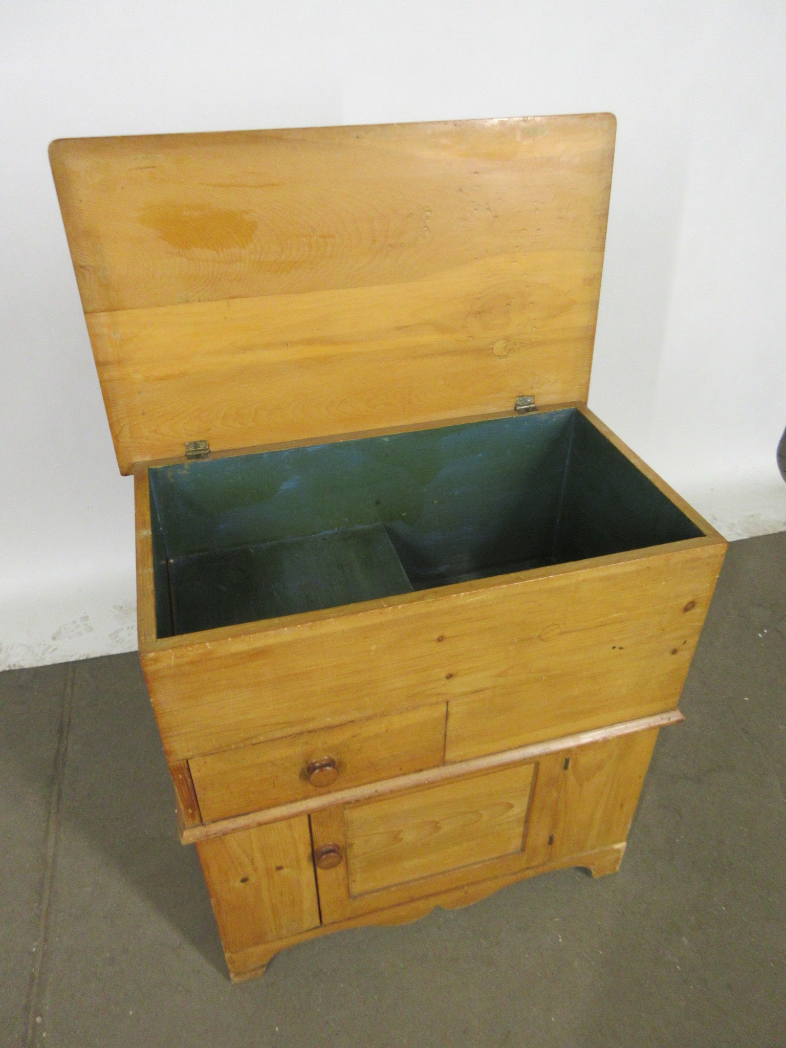 Antique Pine Dry Sink/Dough Box with Drawer and Lift Lid