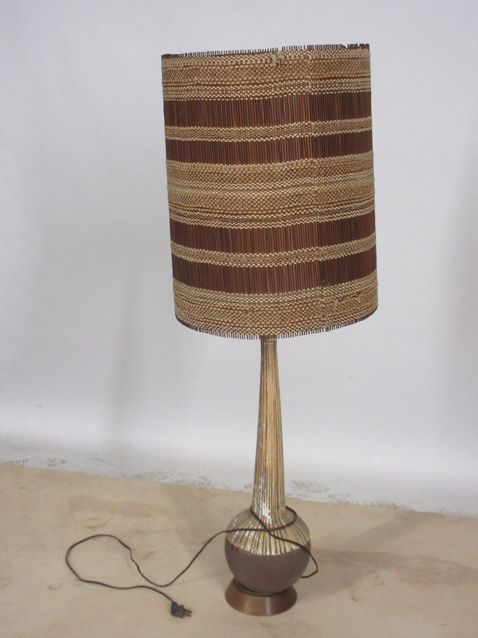 1950's Maria Kipp Style Table Lamp with Reed Accent Shade