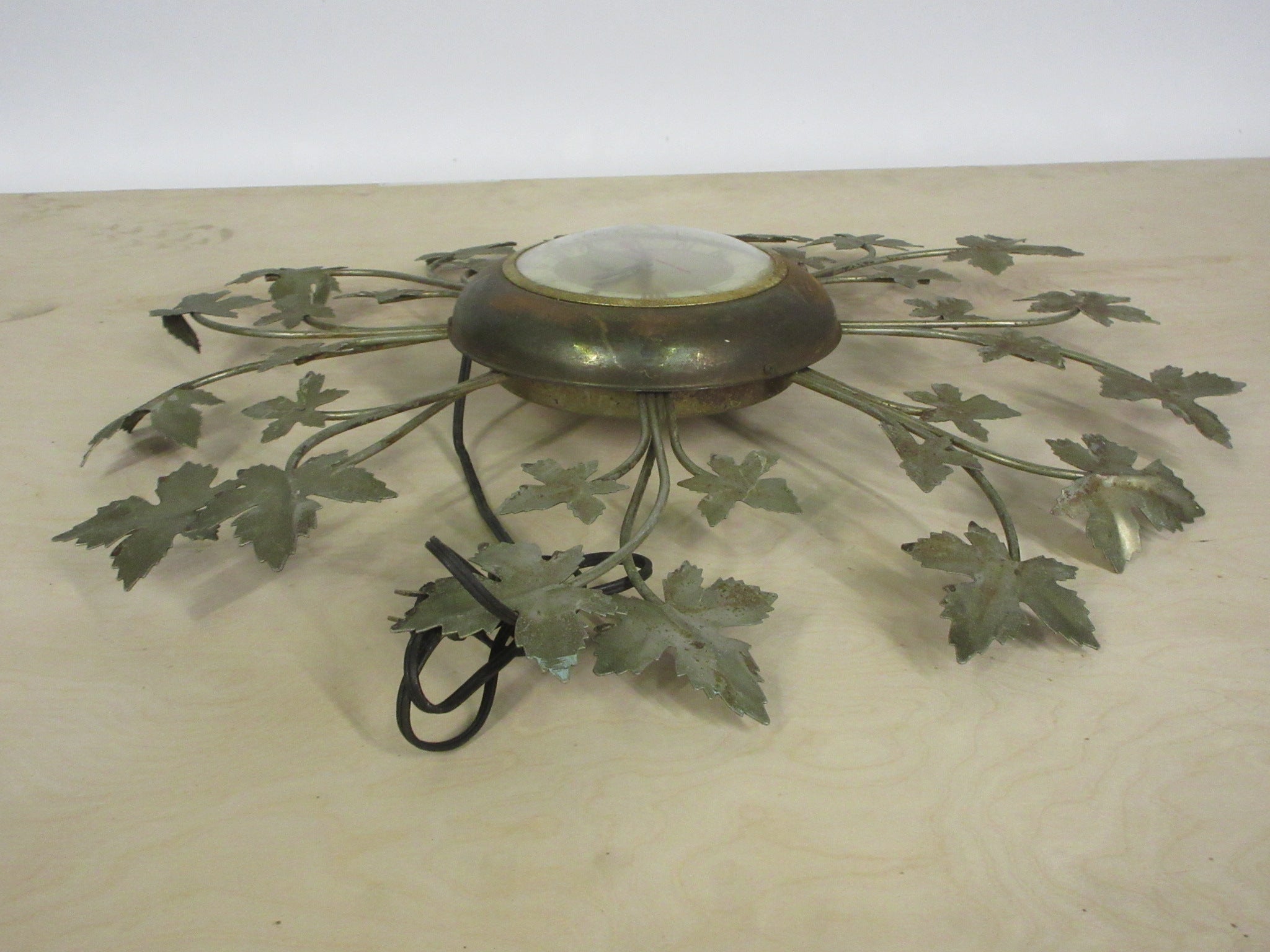 Vintage Maple Leaf Sunburst Accent Wall Clock
