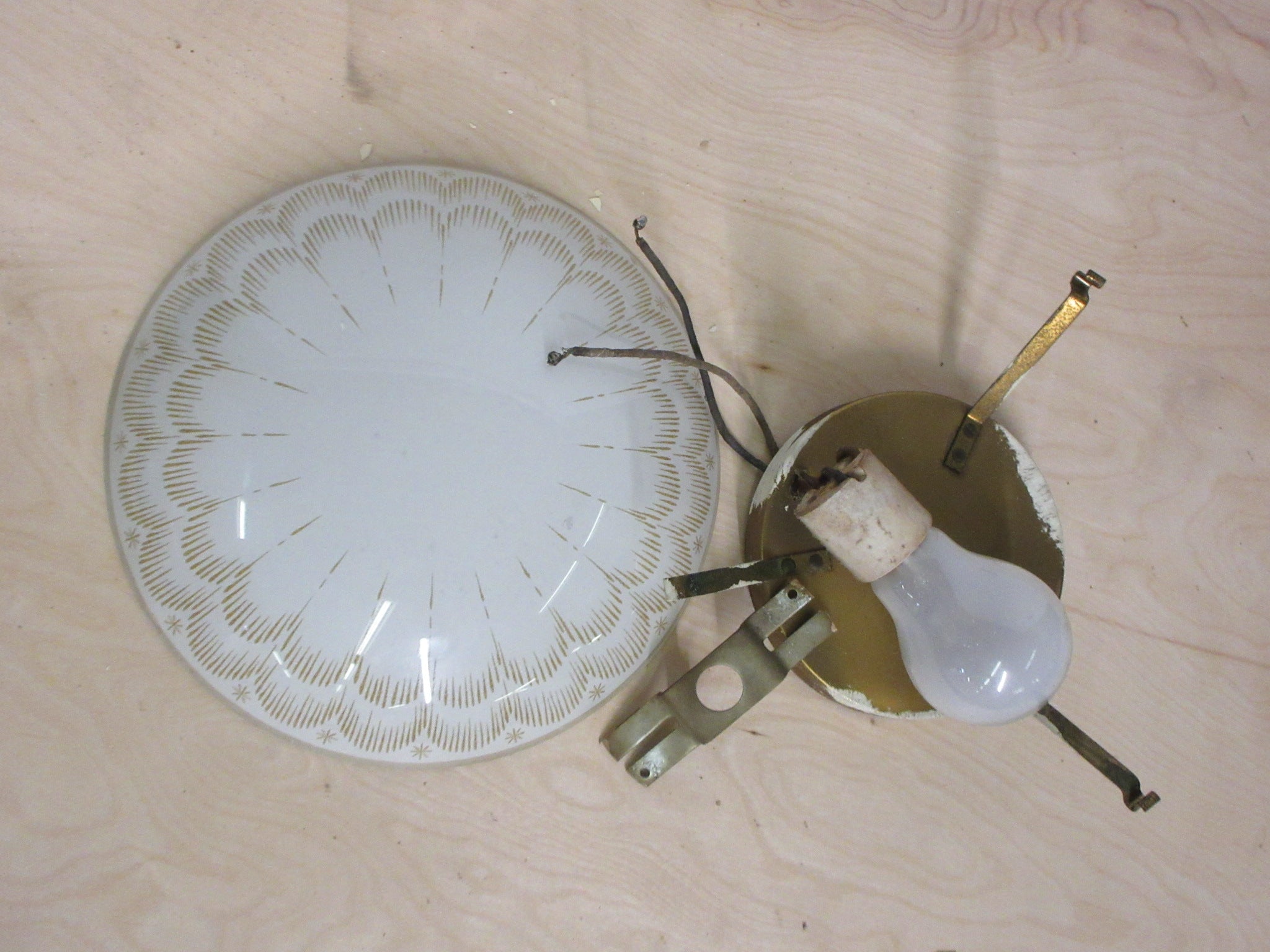 Vintage Ceiling Mount Brass Light Fixture