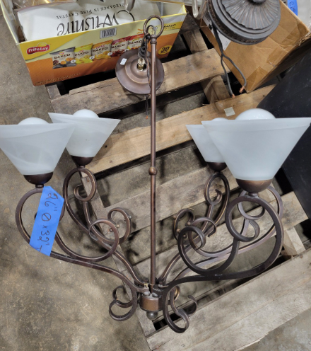 Five-Light Chandelier – Scrollwork with Frosted Glass