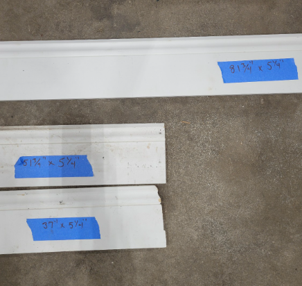 Lot of 3 Wide Primed Baseboards – 5¼" Profile