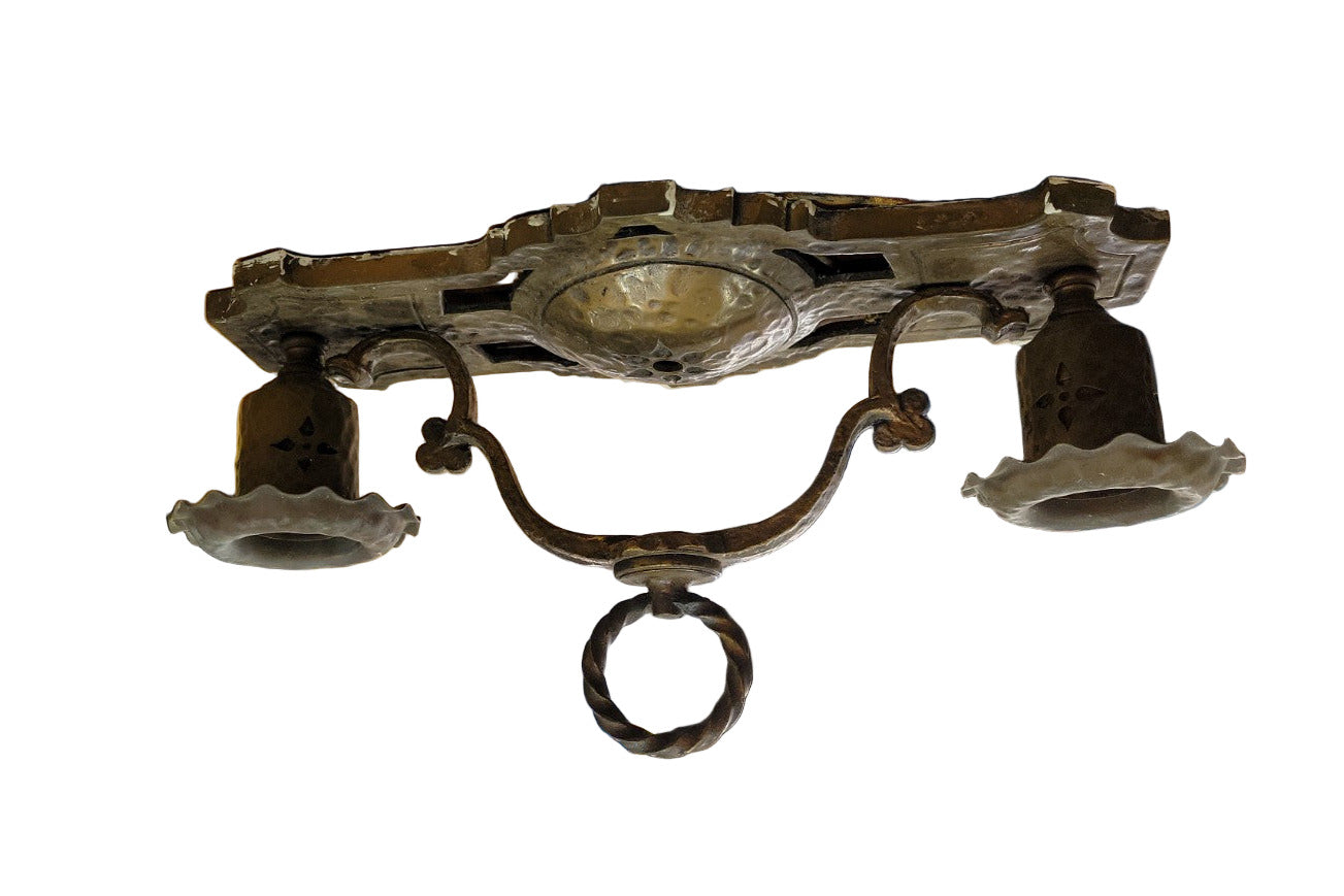 Art Nouveau Ceiling Light Fixture – Hammered Brass by Sterner Arts Co.