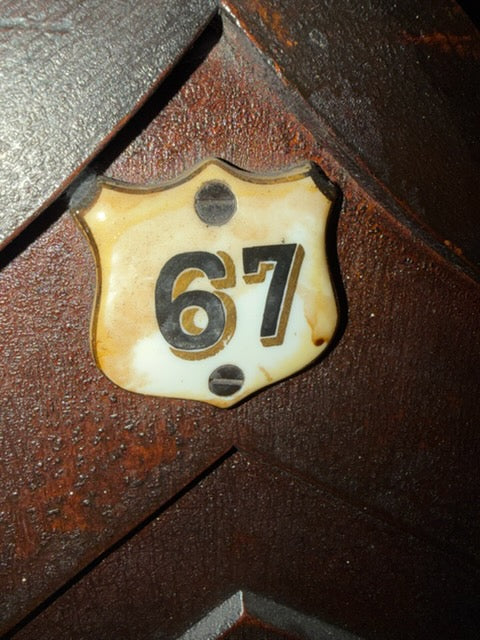 Antique Porcelain Church Pew Number Plaque – St. John’s Episcopal Church