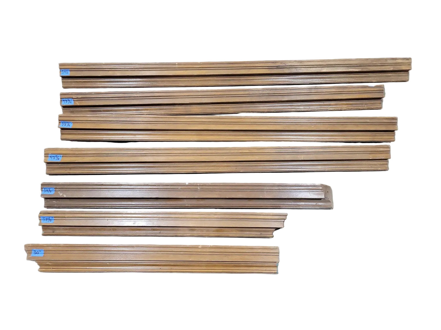 Vintage Wood Crown Moulding Lot – 2" x 3 ⅛" Profile (7 Pieces Total)
