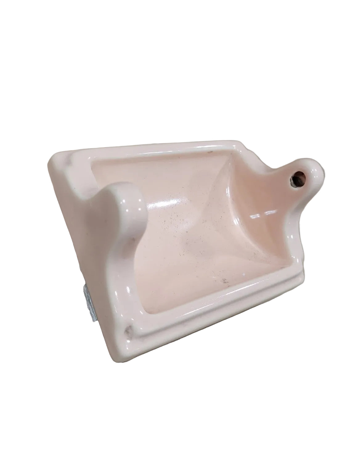 Vintage Pink Ceramic Wall-Mount Toilet Paper Holder – Mid-Century Bathroom Fixture