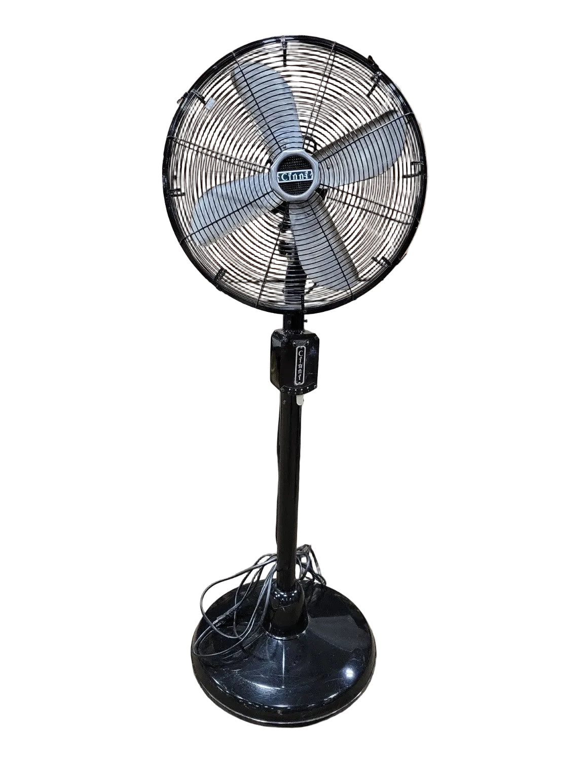 Vintage Cinni Industrial Pedestal Fan with Rolling Base