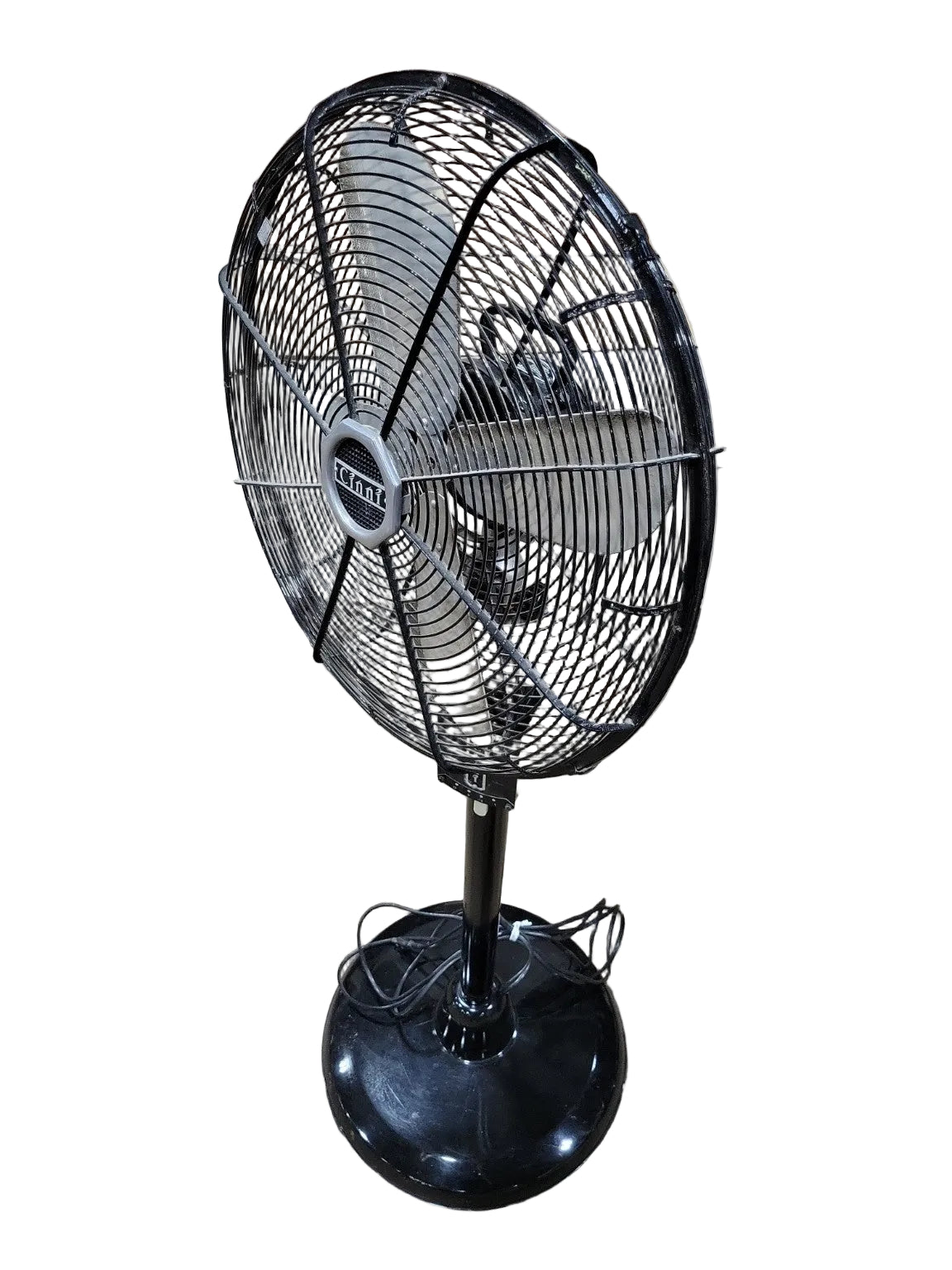 Vintage Cinni Industrial Pedestal Fan with Rolling Base