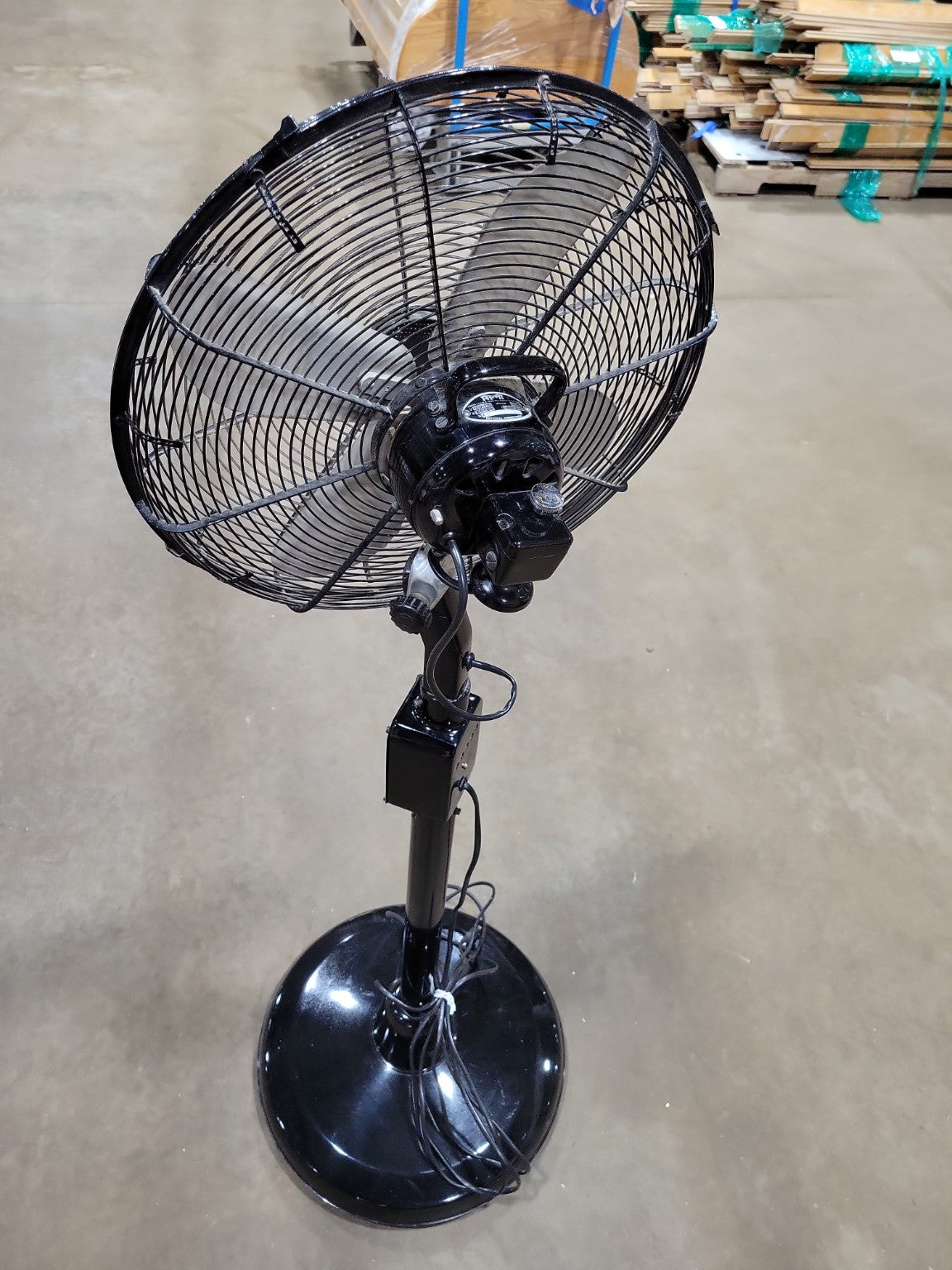 Vintage Cinni Industrial Pedestal Fan with Rolling Base