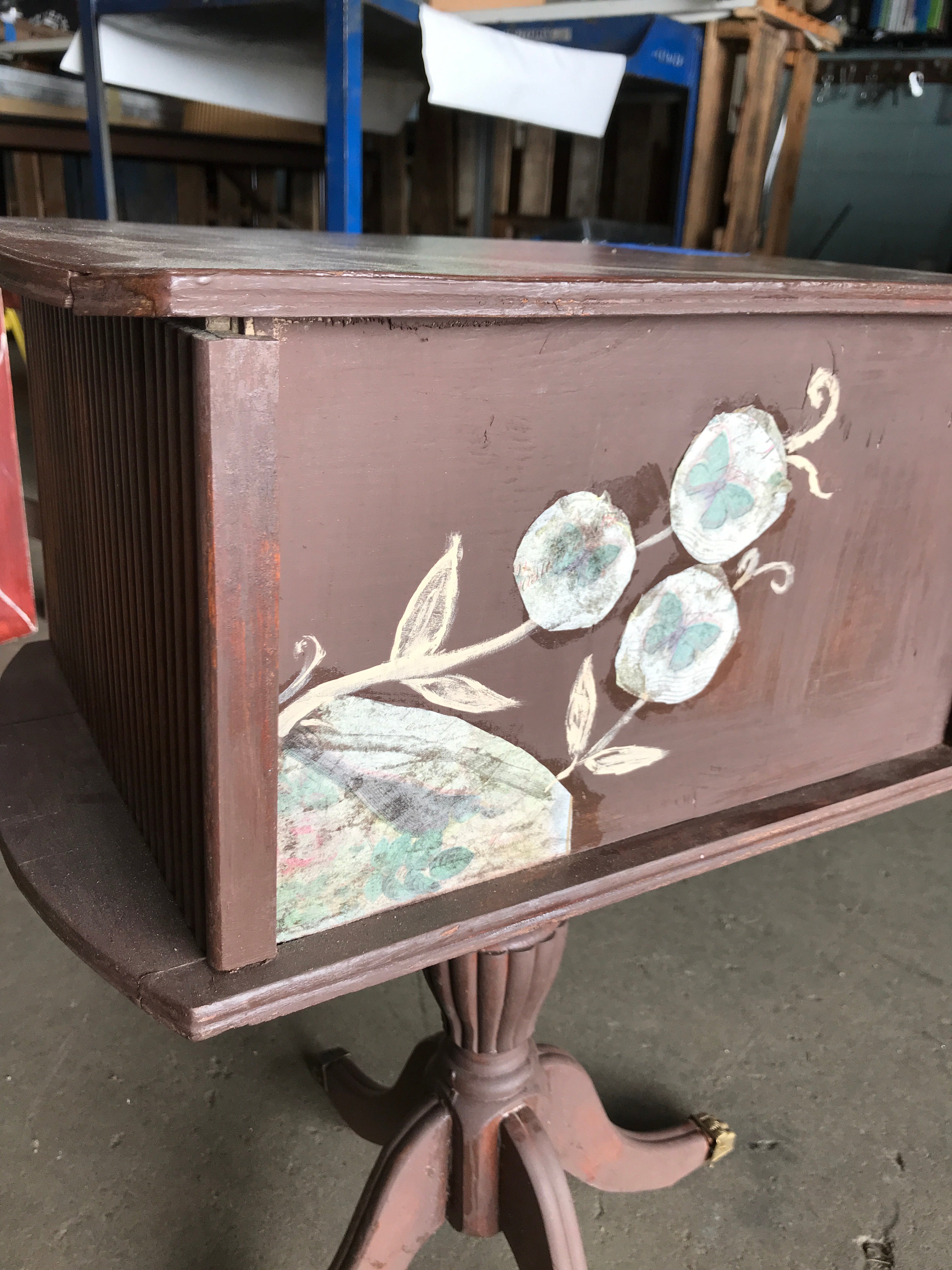 Brass claw foot storage table