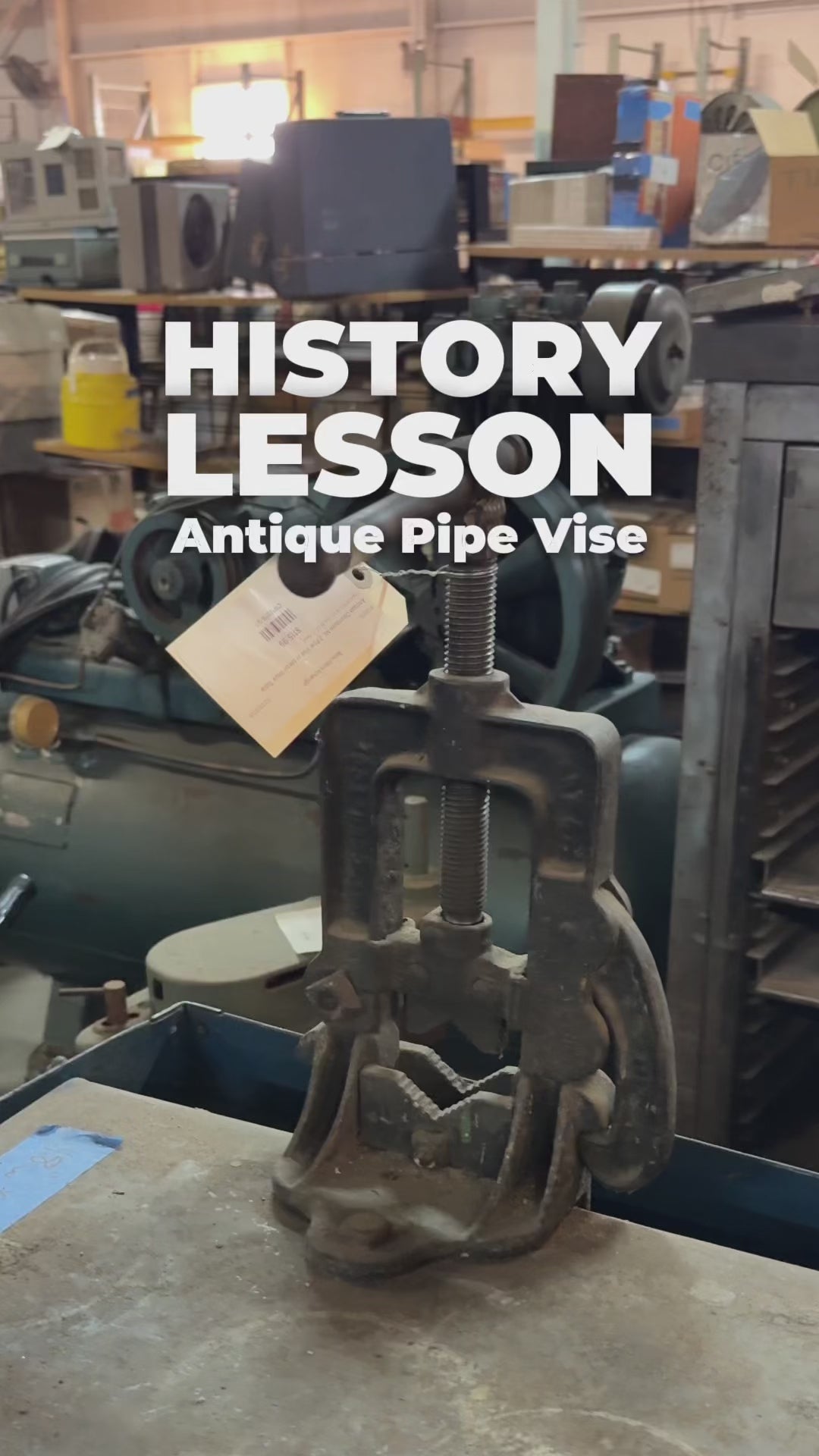 Load video: Antique Columbian No. 2 Pipe Vise on Metal Work Table