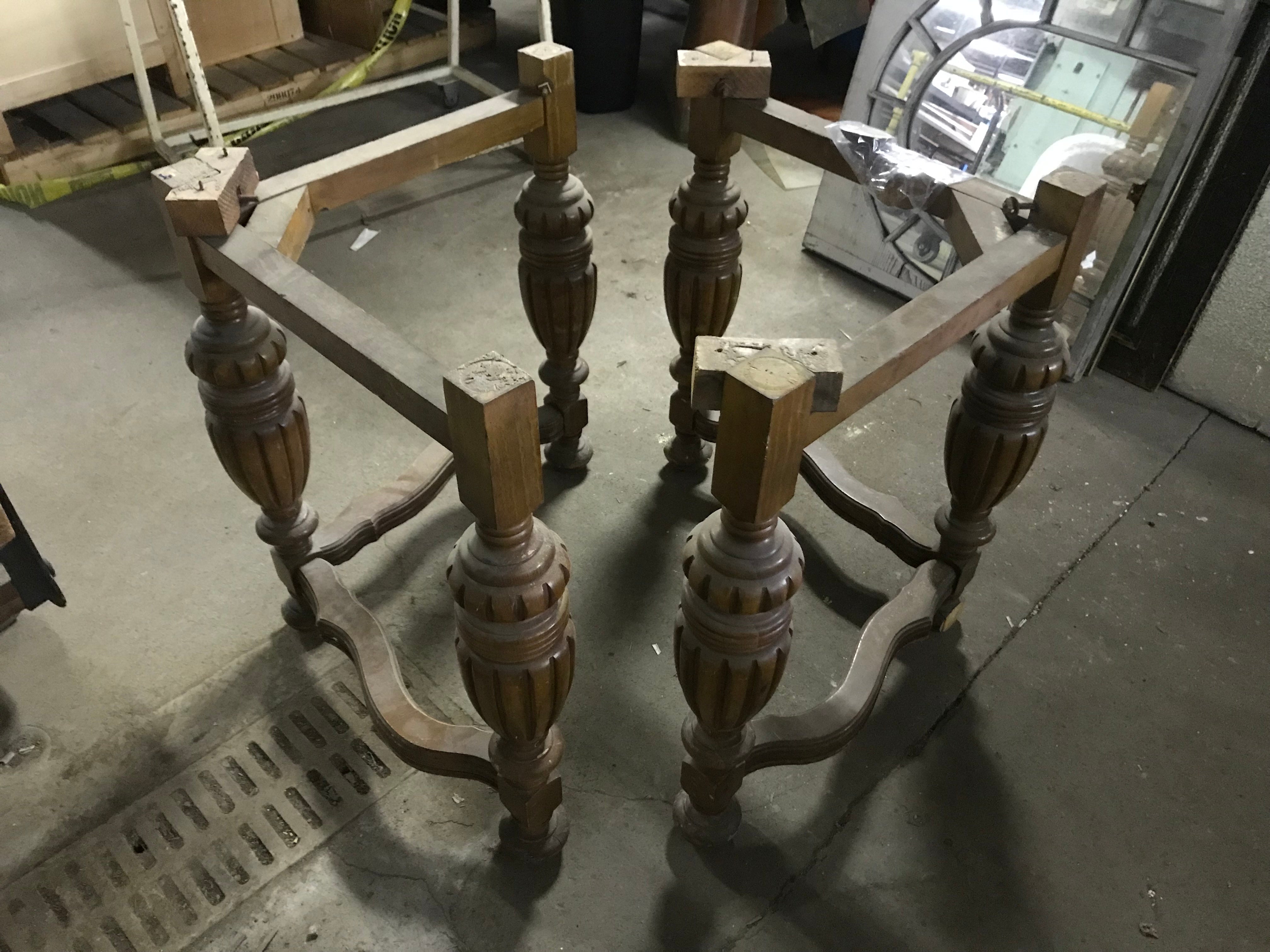 Carved Wooden Table Base (Two Pieces)