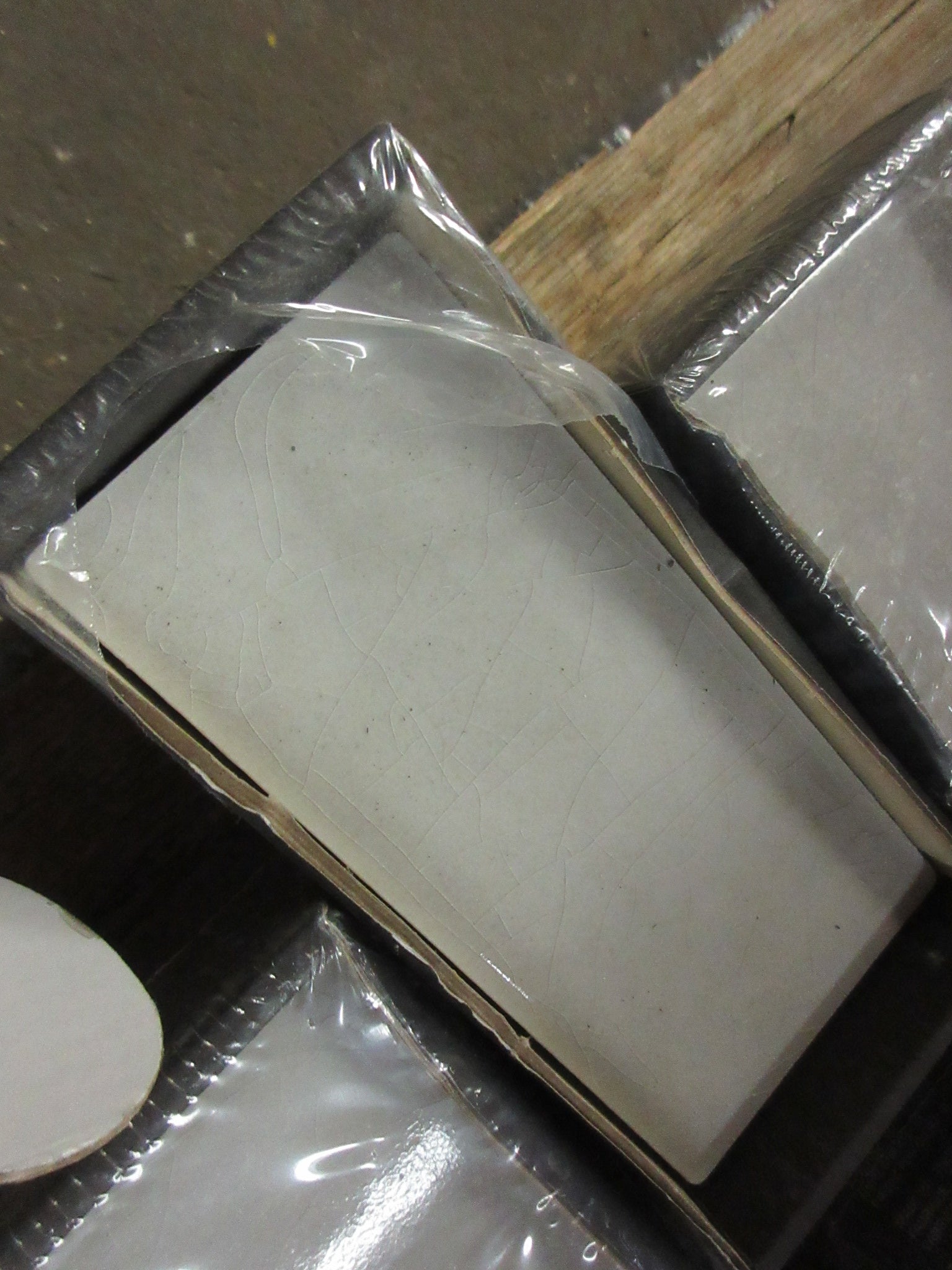 Lot of Grey Cracked Glass Subway Tile (3x6”, 8 Square Feet)