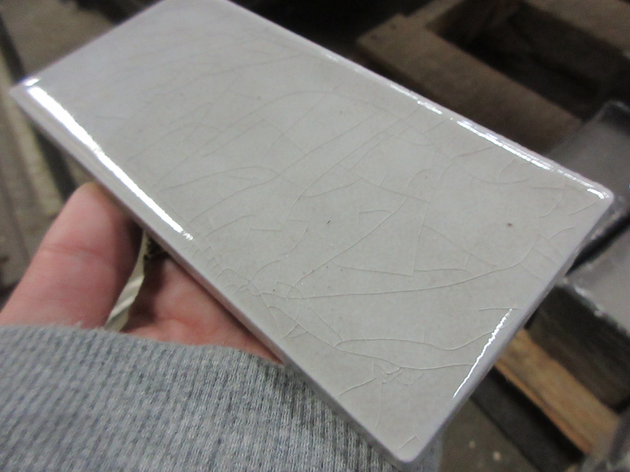 Lot of Grey Cracked Glass Subway Tile (3x6”, 8 Square Feet)