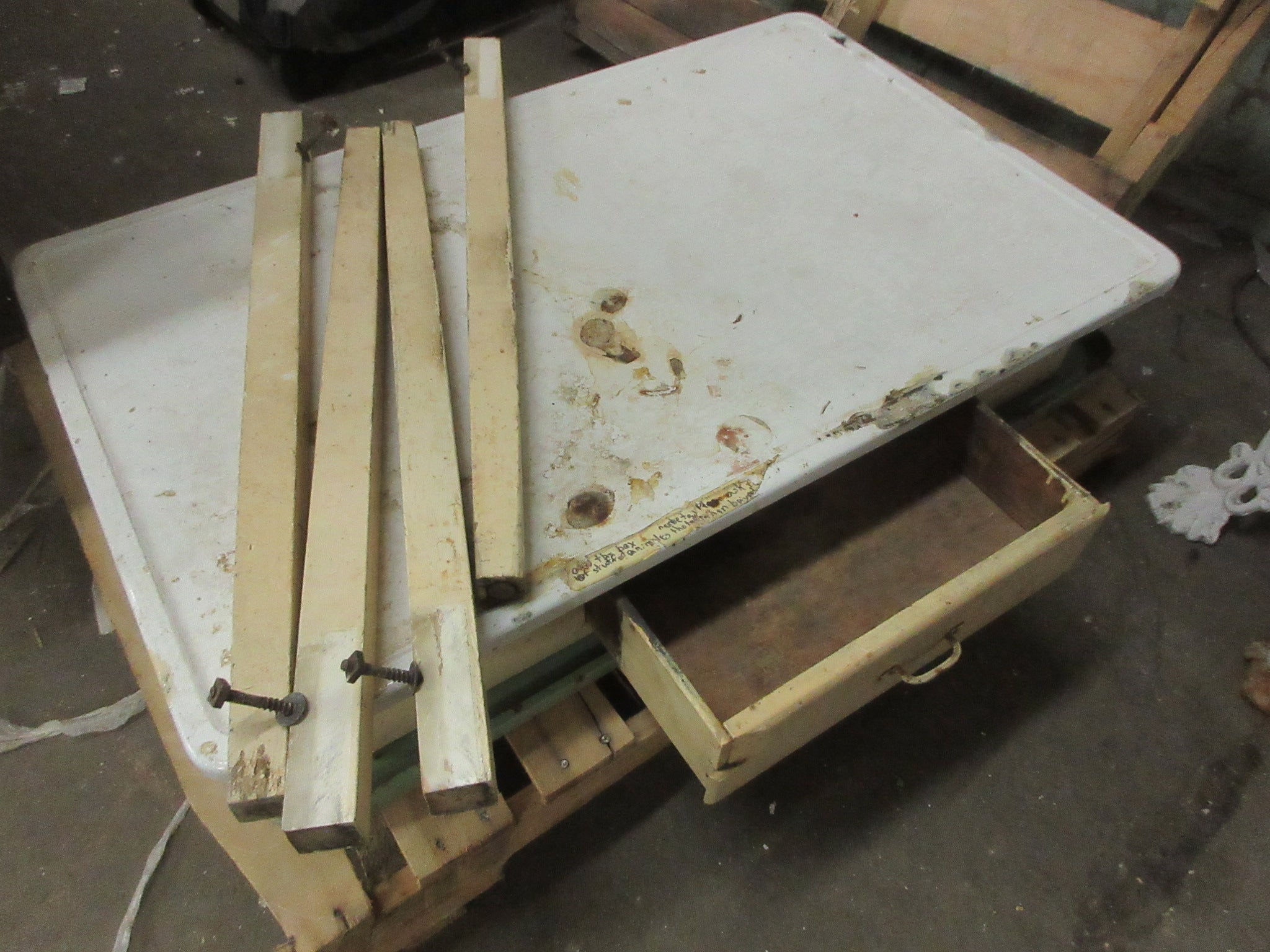 Enamel Top Desk with Legs