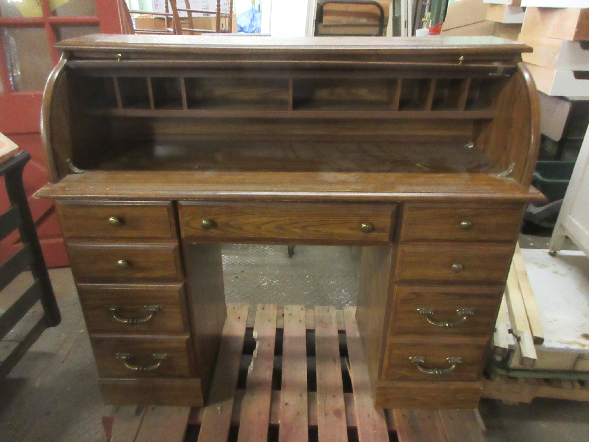 Roll Top Two Pedestal Desk