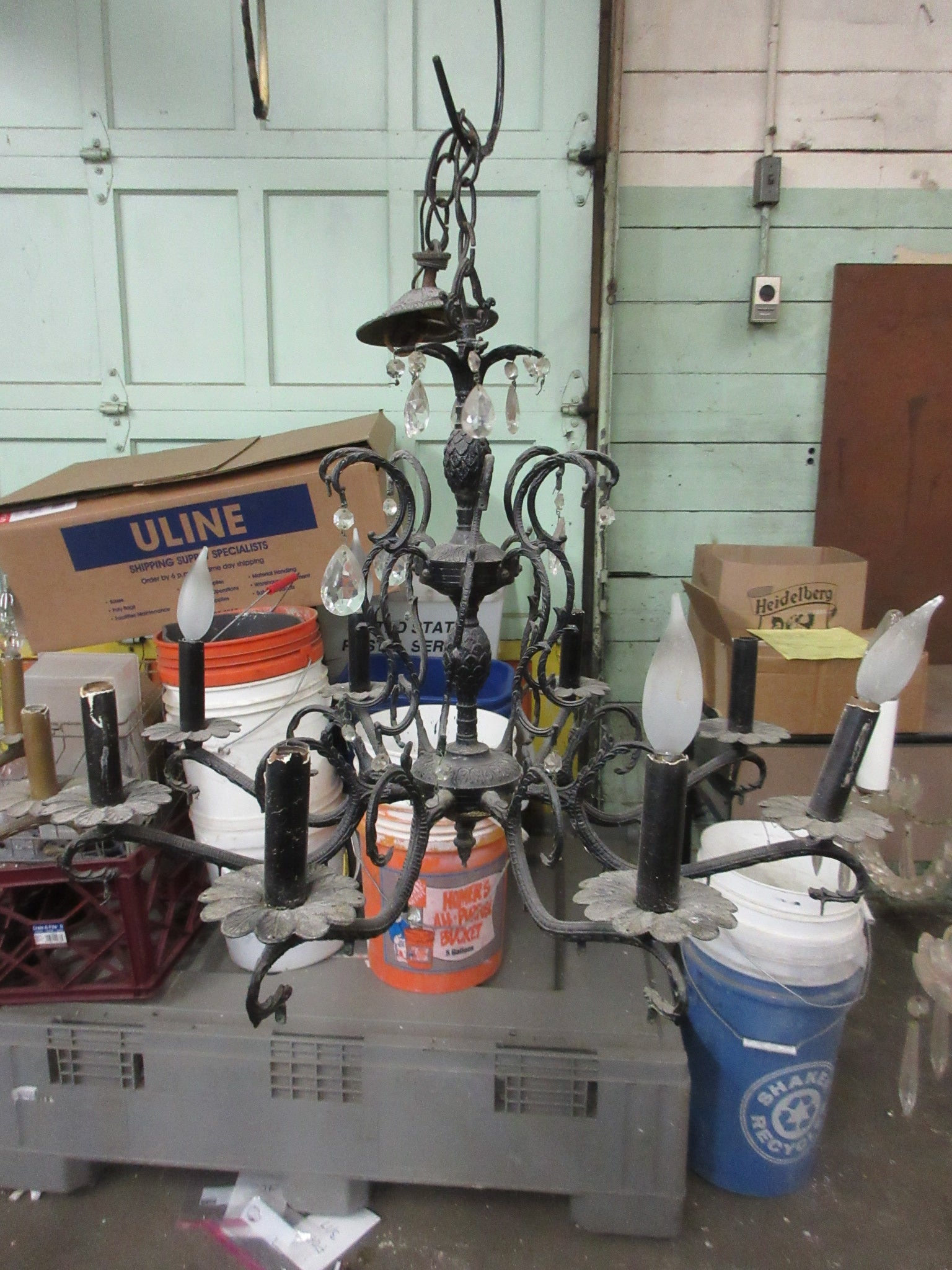 Cast Iron Crystal Chandelier
