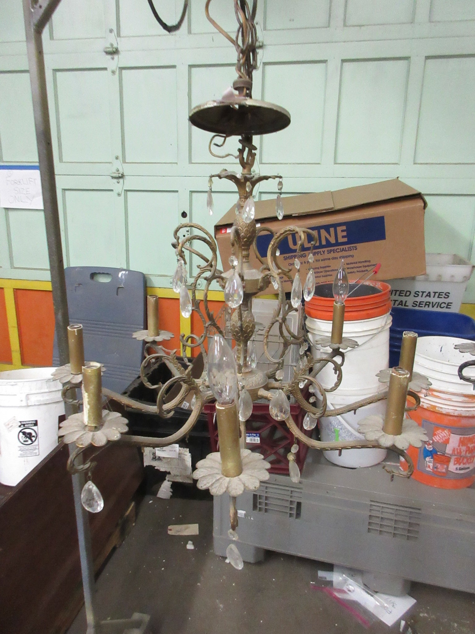 Brass and Crystal Chandelier