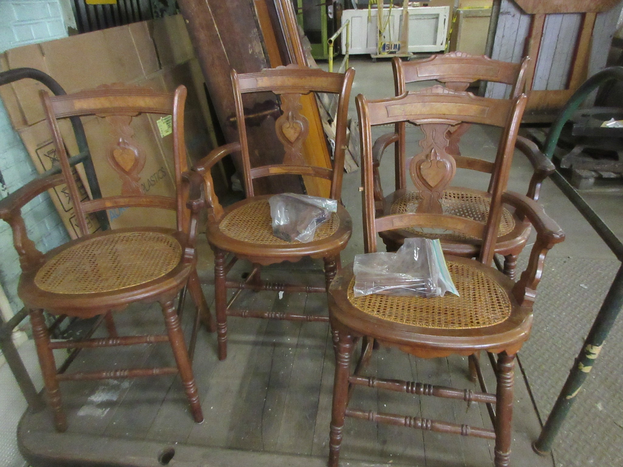 Set of Four Handmade Cane Seat Chairs (as-is)