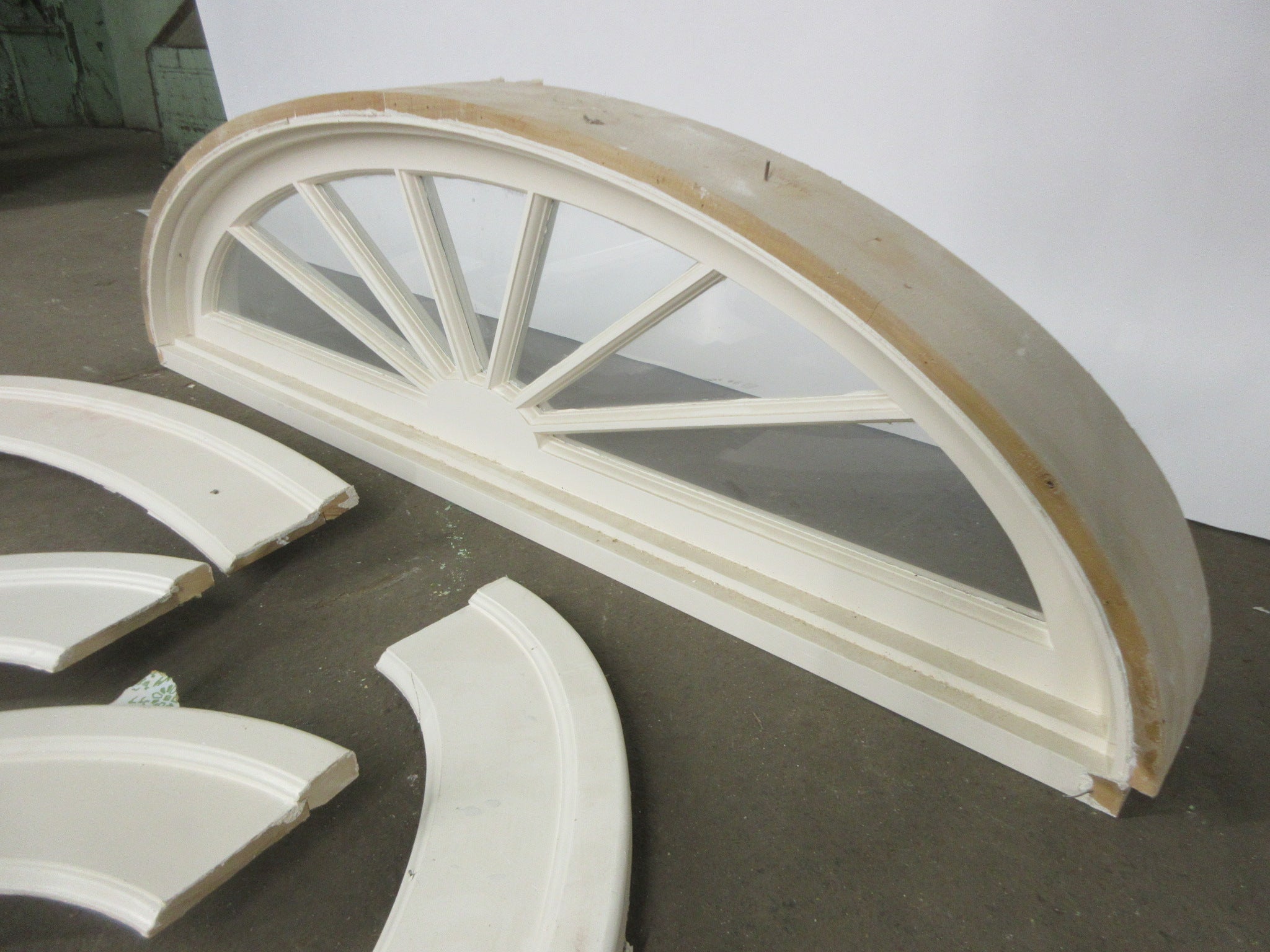 Demi Lune Window with Frame and Trim