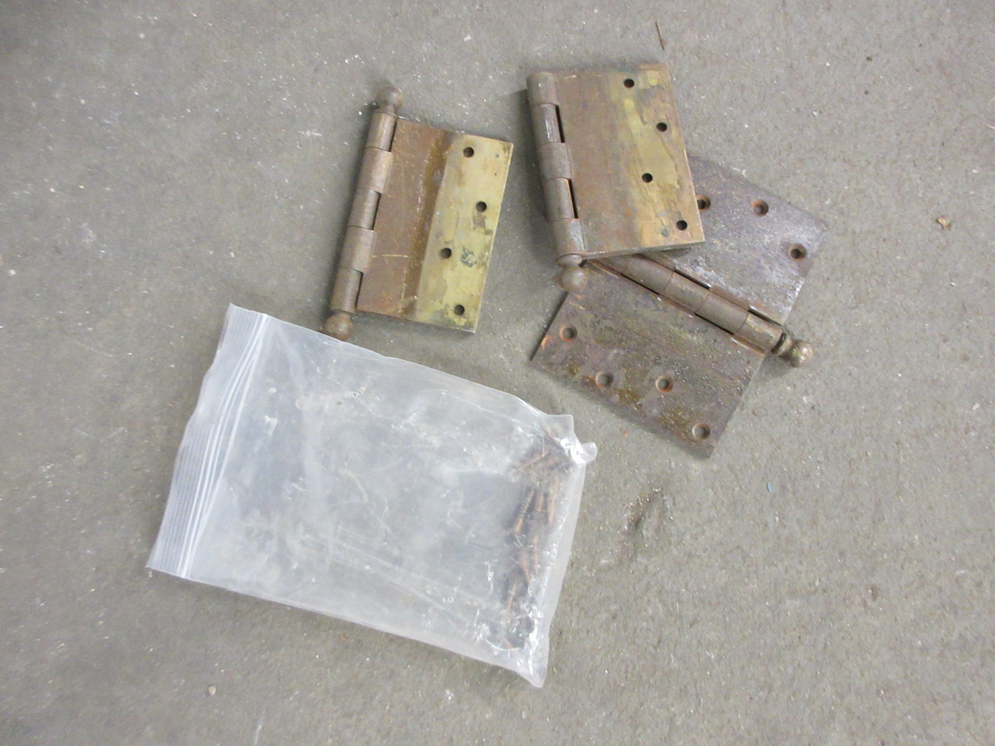 Set of Three Brass Hinges with Screws