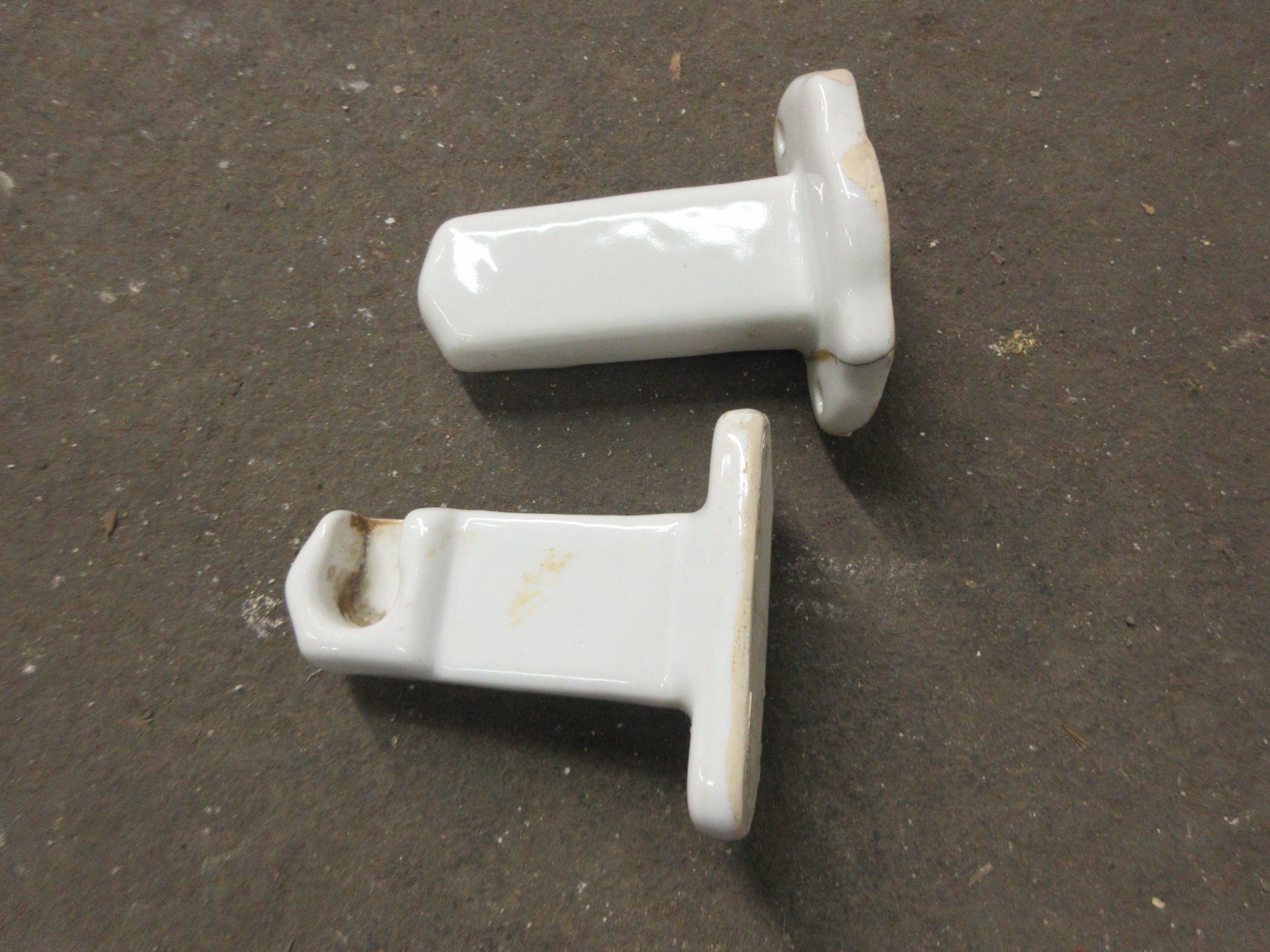 Pair of Porcelain Wall Mount Towel Bar Holders