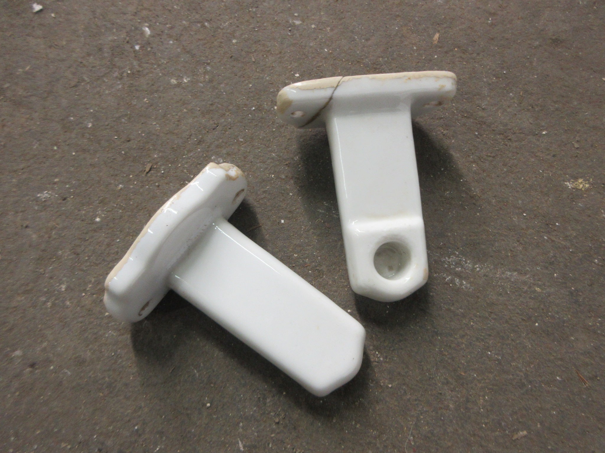Pair of Porcelain Wall Mount Towel Bar Holders