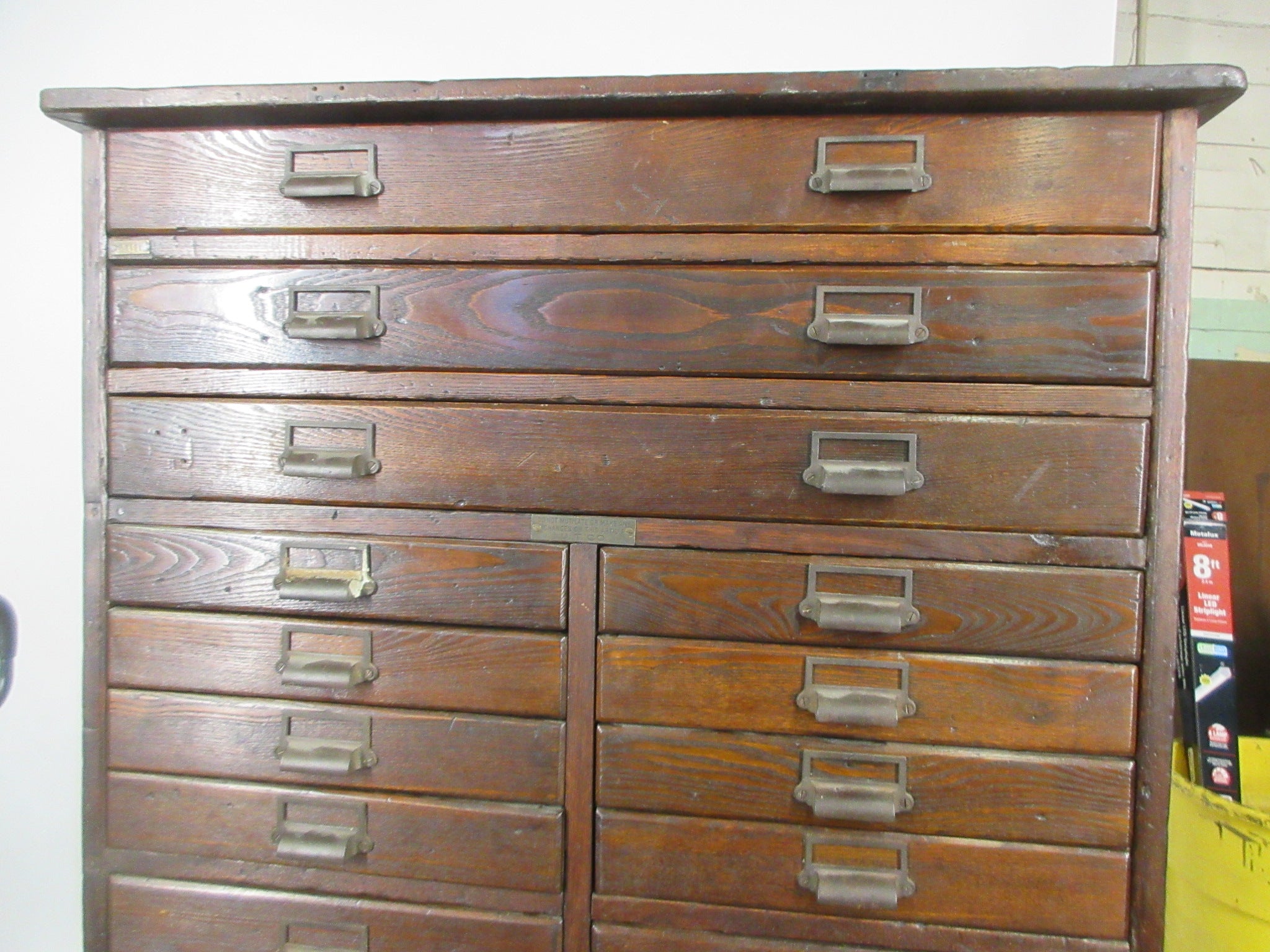 Antique Wooden Flat File 23 Drawer Cabinet