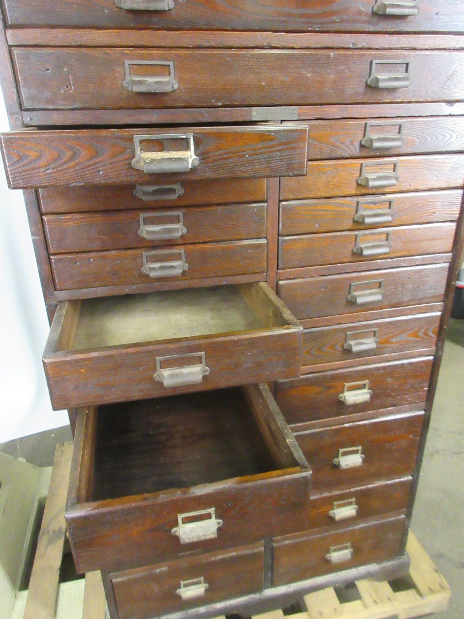 Antique Wooden Flat File 23 Drawer Cabinet