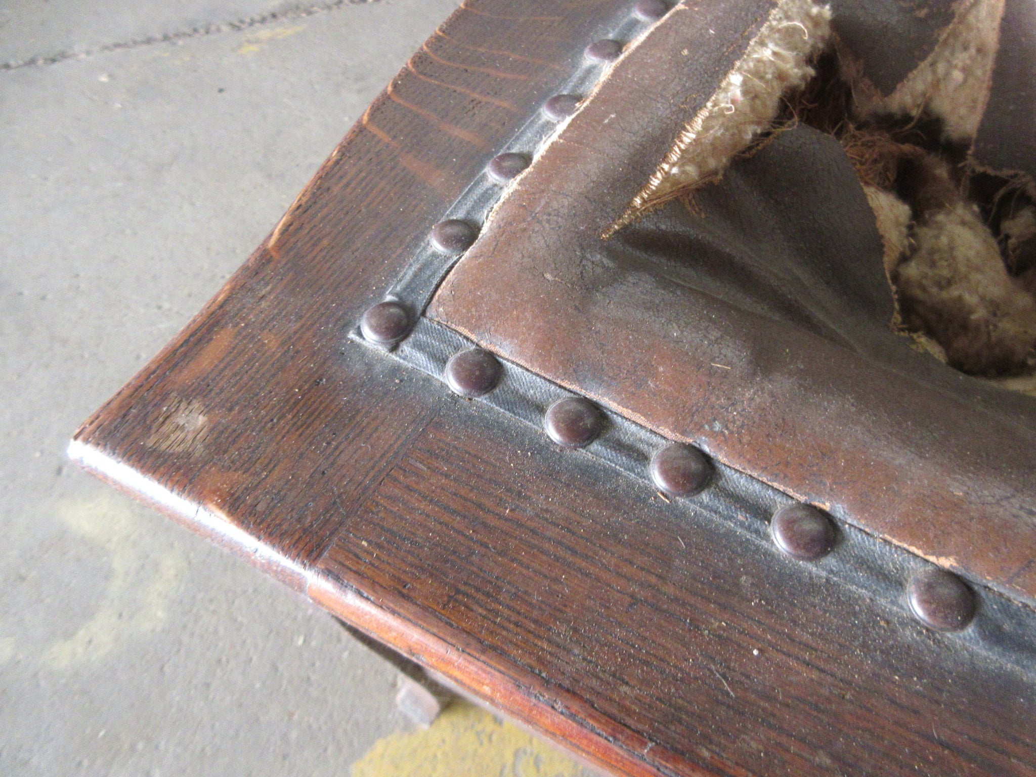 Antique Wooden Dining Chair with Nail Head Trim