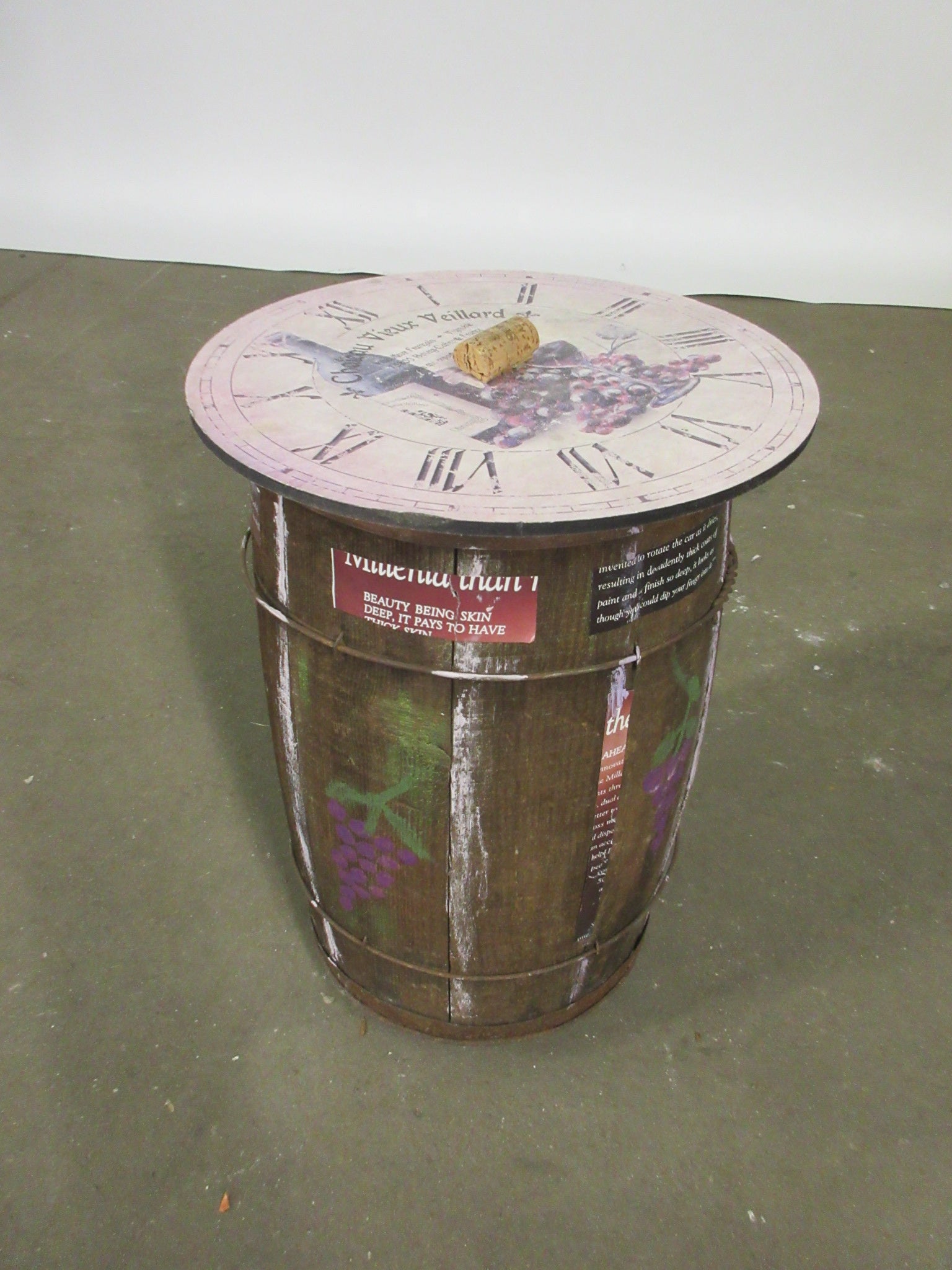 Decoupaged Barrel Table