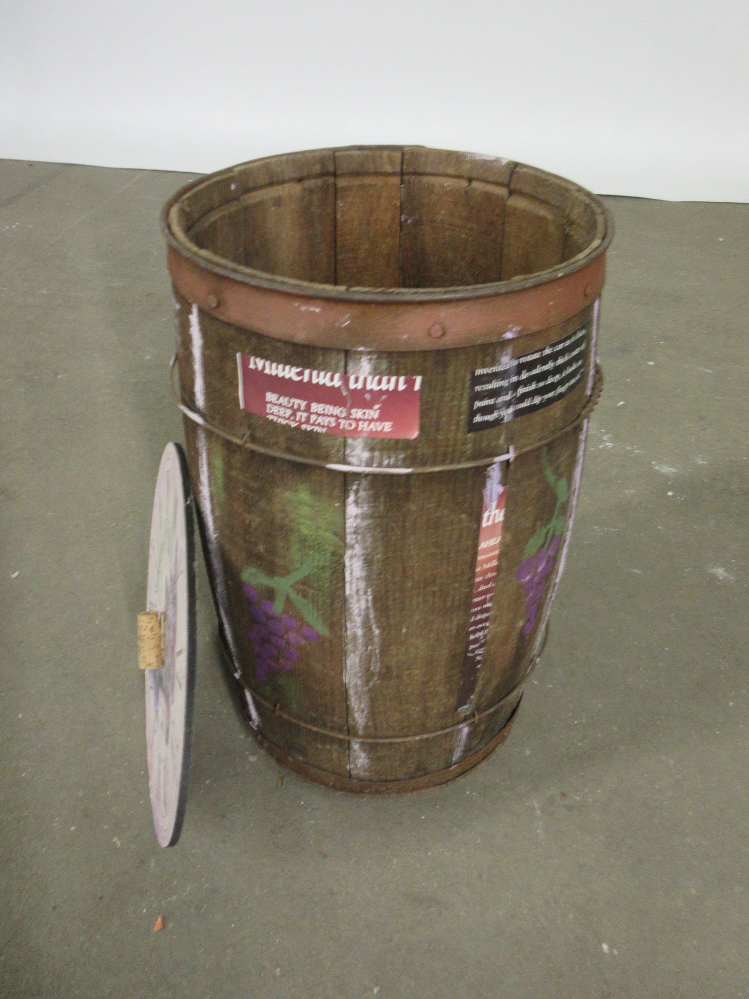 Decoupaged Barrel Table