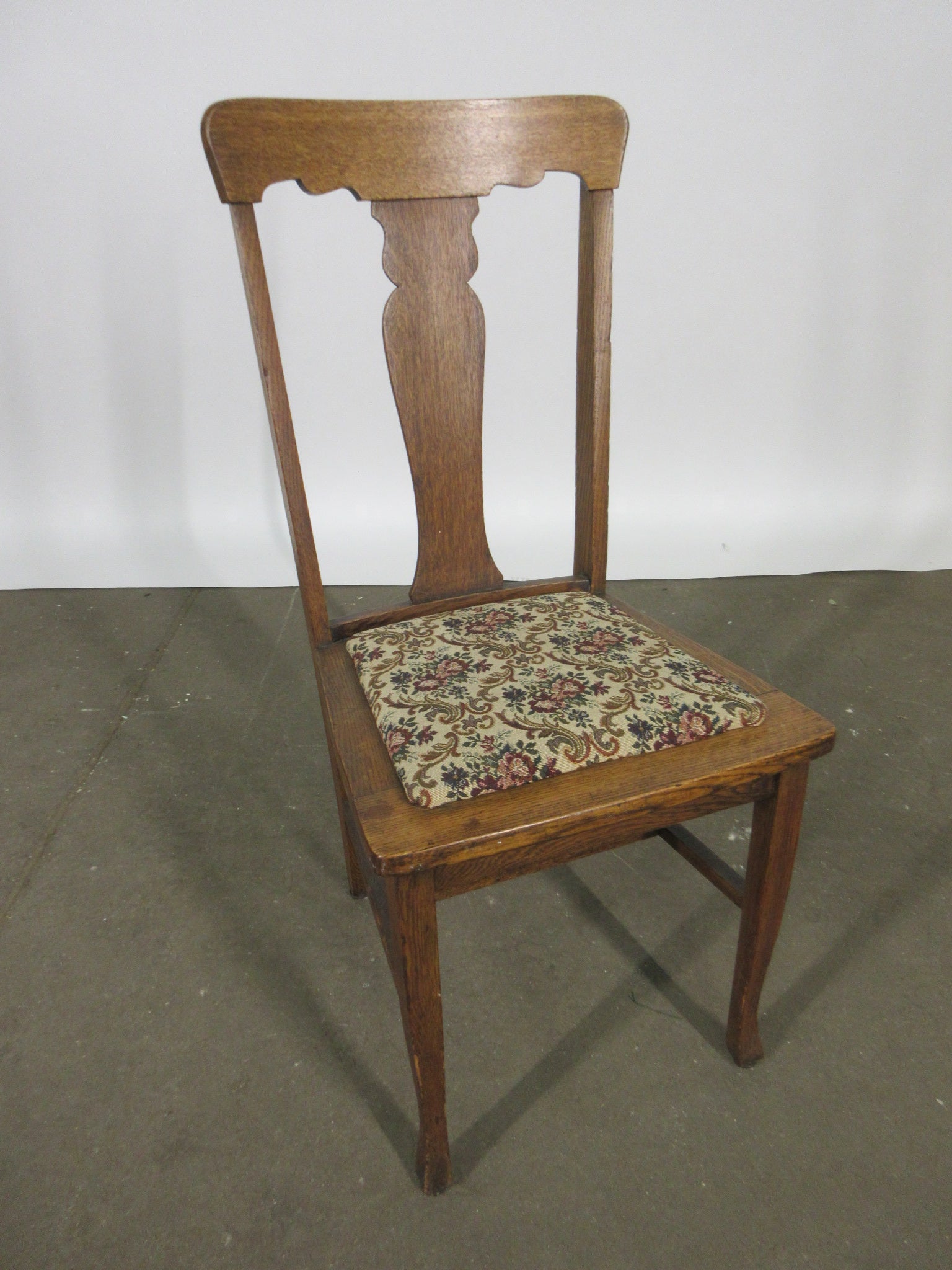 Vintage Wooden Chair with Upholstered Seat